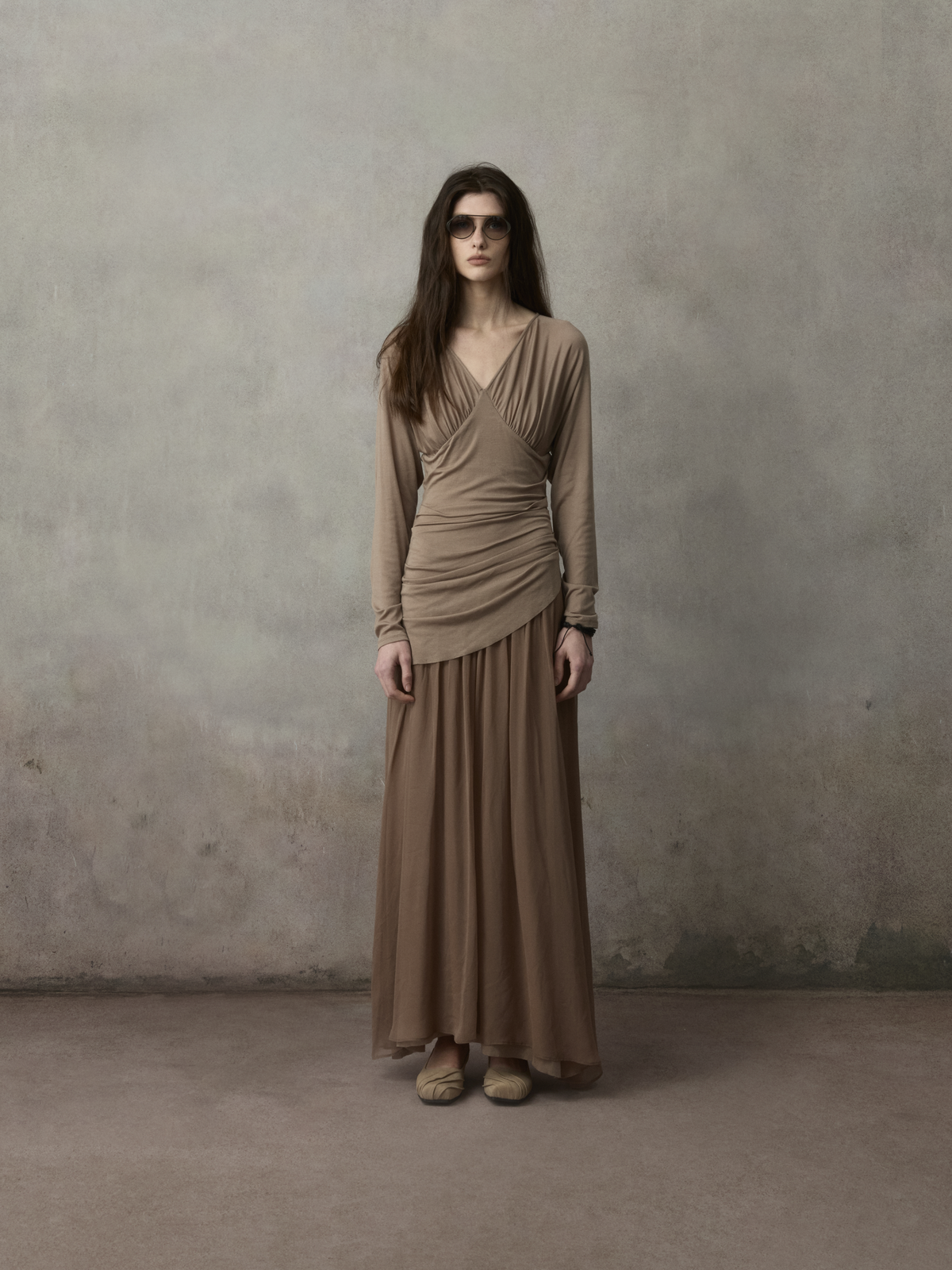Ruched Knitted Panel Dress
