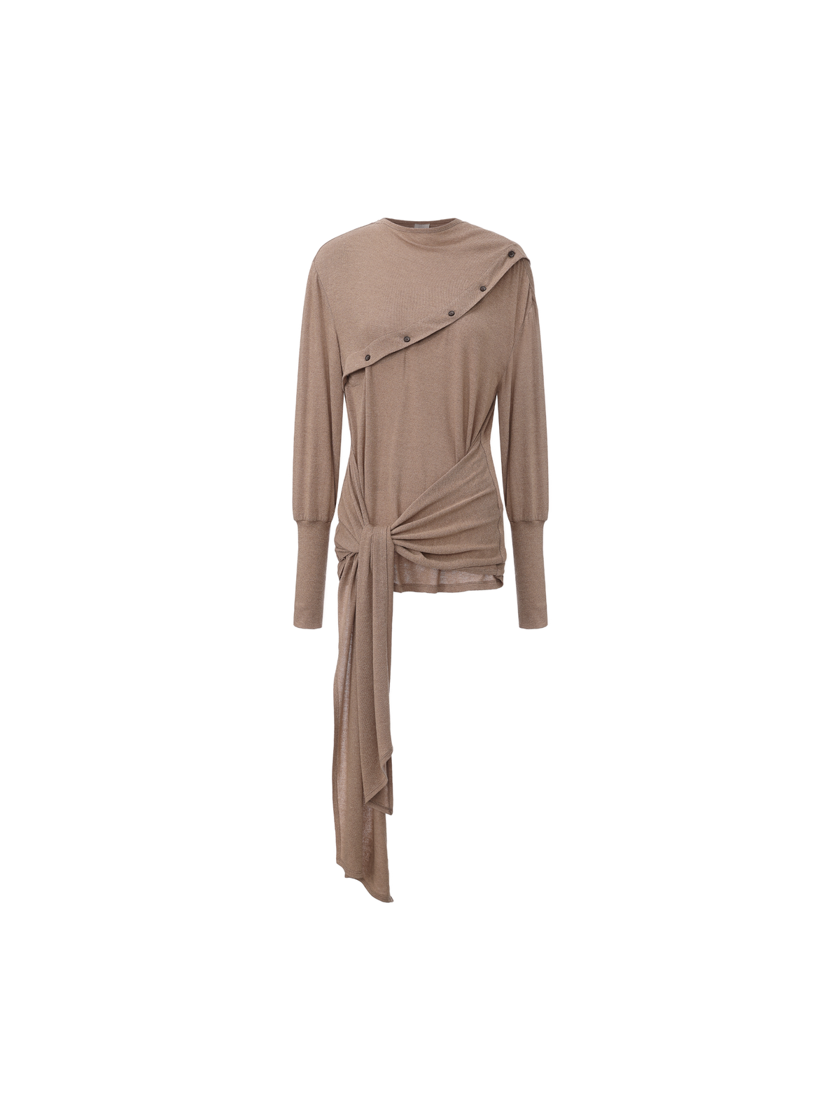 Buttoned Belted Knit Top
