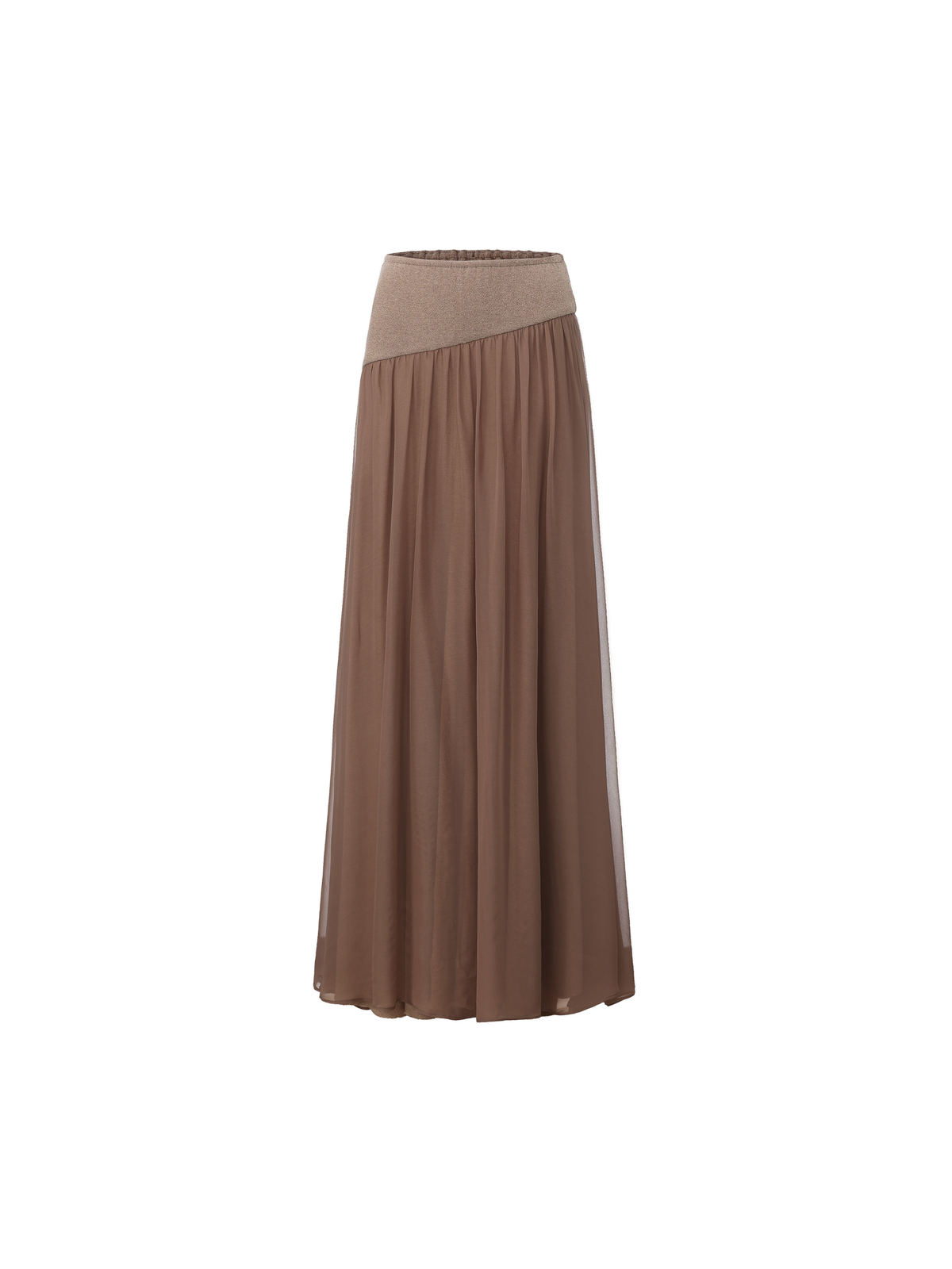 Light Camel Panelled Flare Skirt