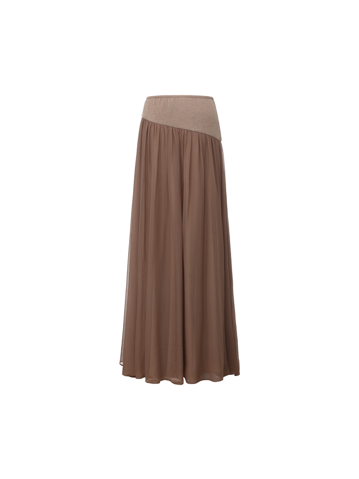 Light Camel Panelled Flare Skirt