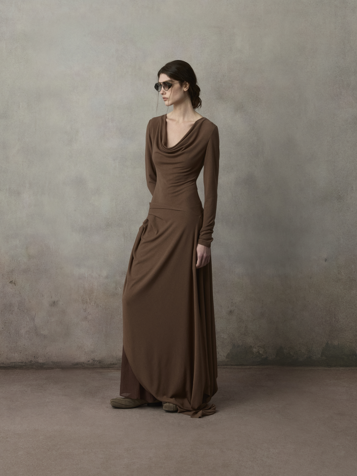Knitted Swing Collar Panel Dress