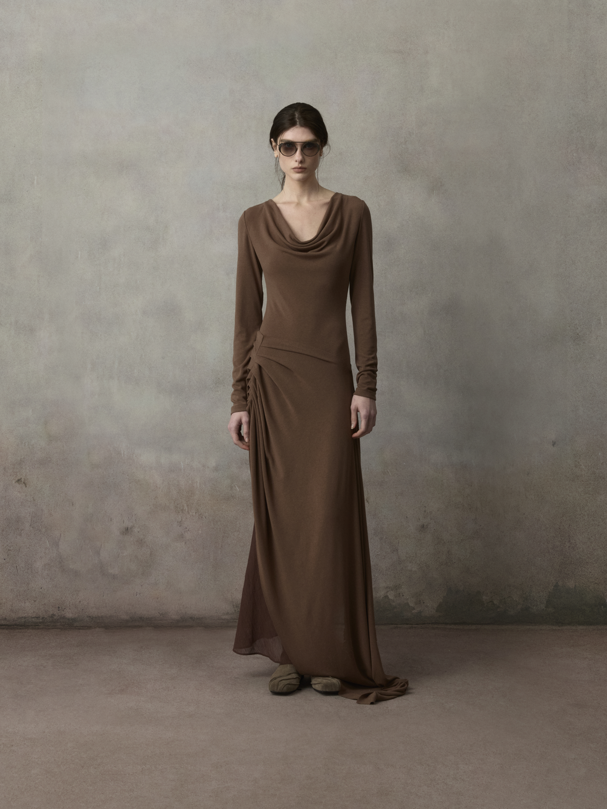 Knitted Swing Collar Panel Dress