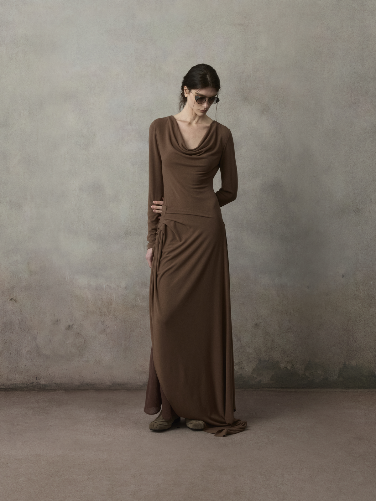 Knitted Swing Collar Panel Dress