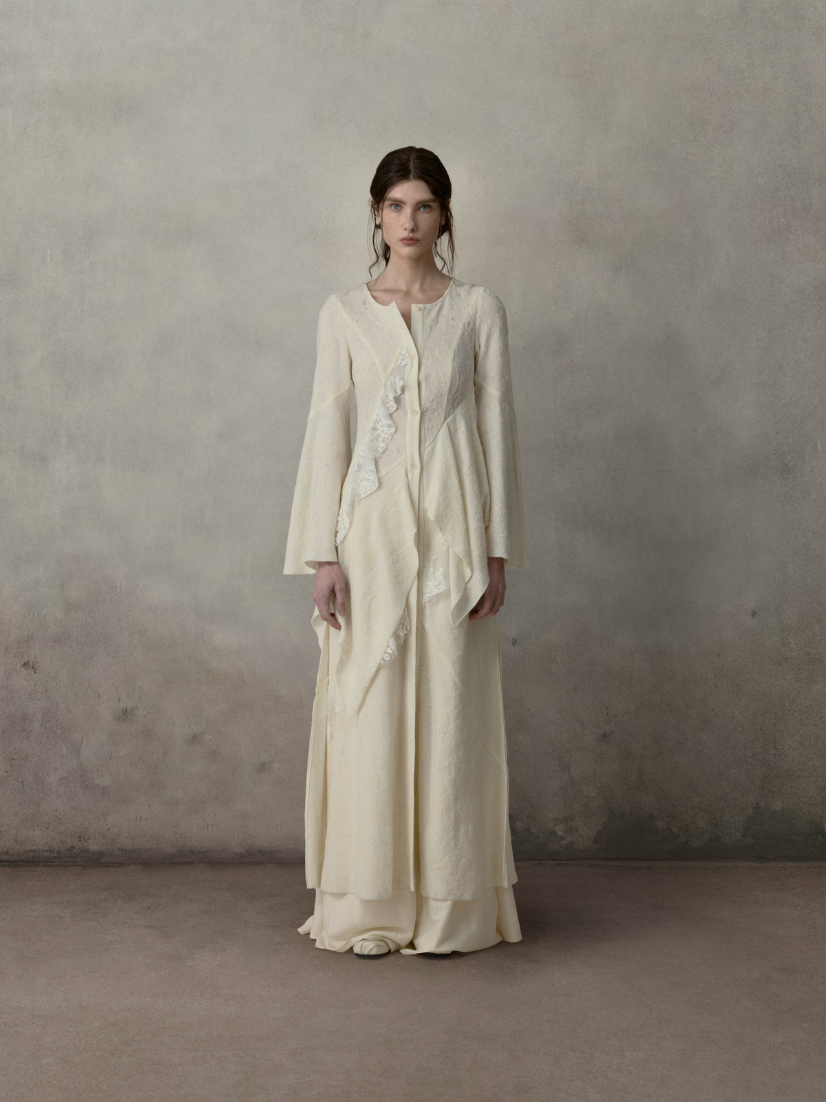 Lace Panelled Long Coat