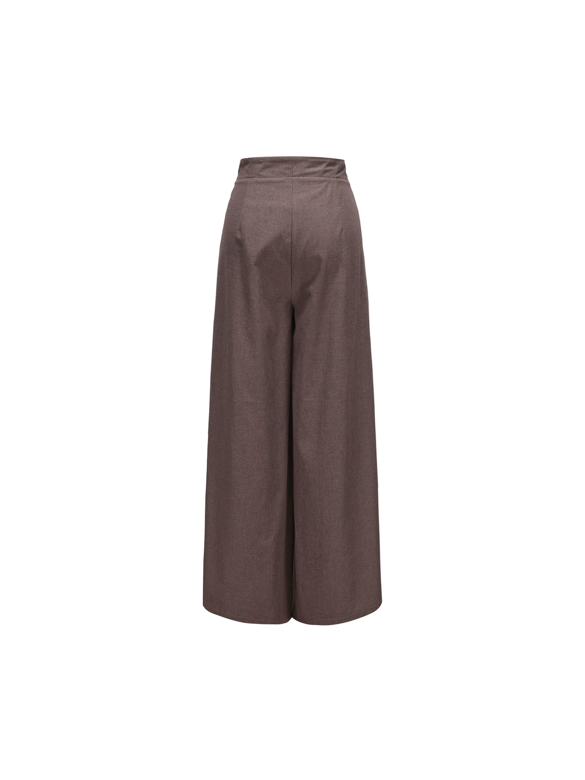 Purpleish Coffee Asymmetrical-Placket Pleated Pants