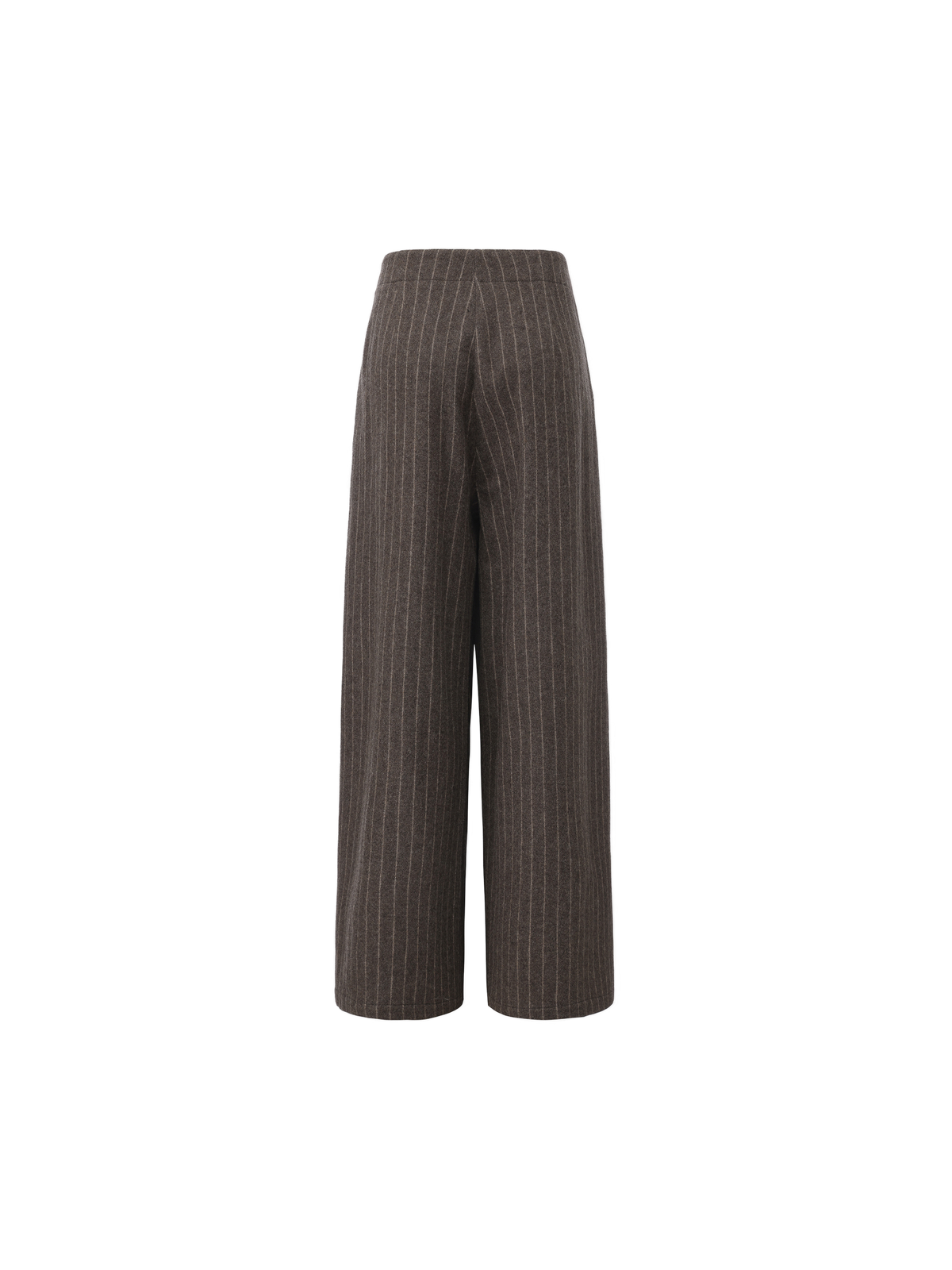 Grey Striped Asymmetrical-Placket Pleated Pants