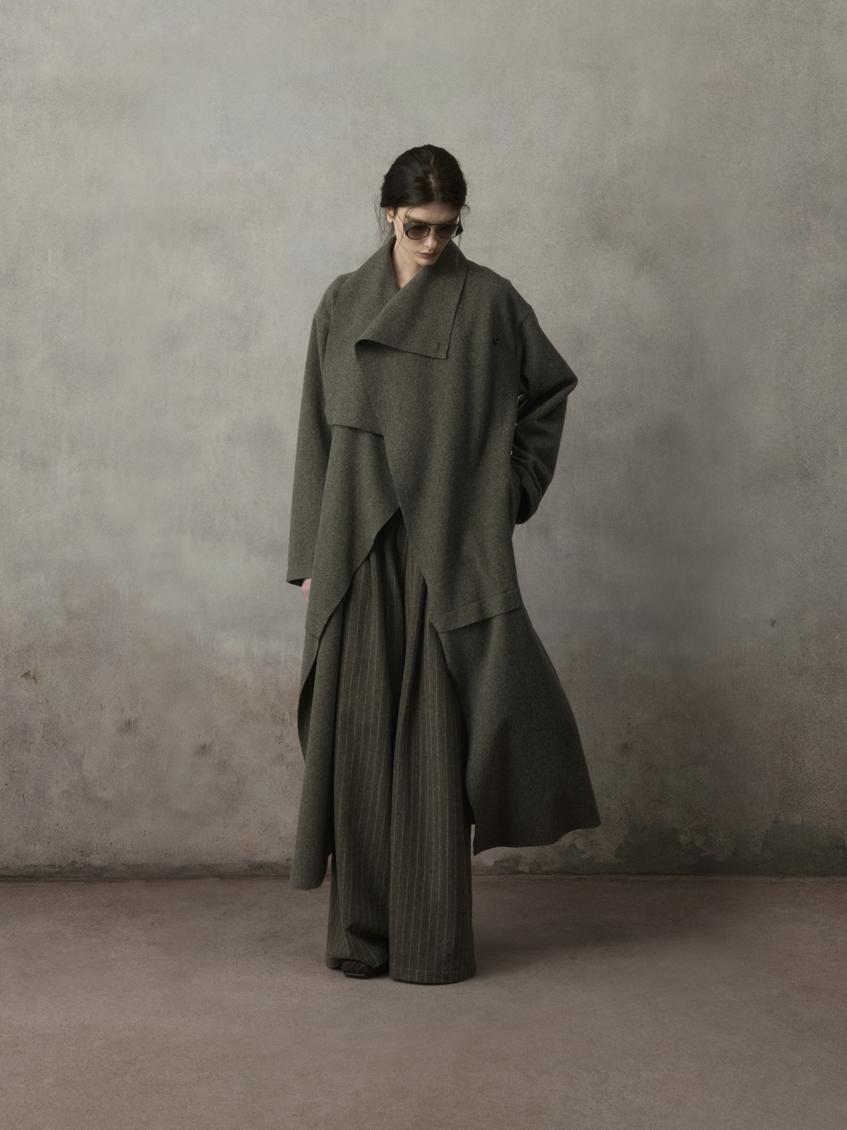 Panel Layered Wool Coat