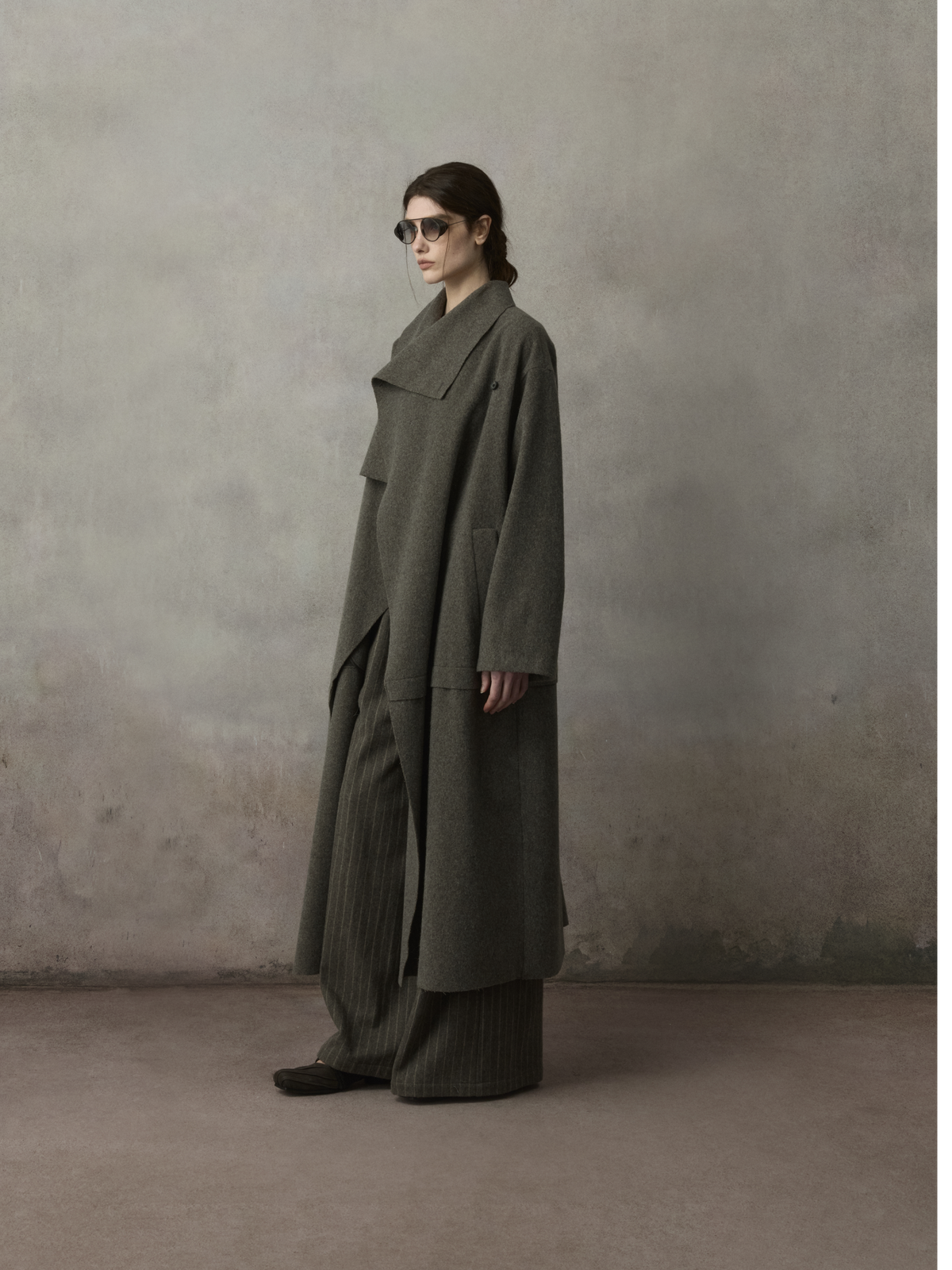 Panel Layered Wool Coat