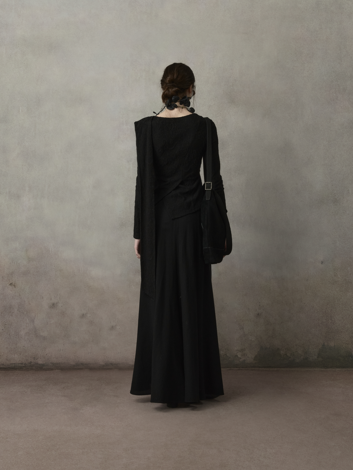 Black Minimalist Wool Skirt