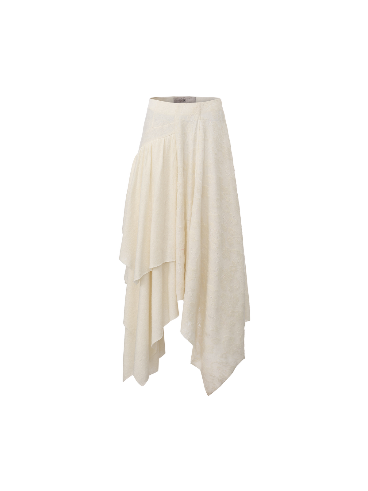 White Multi-Layered Wool Skirt