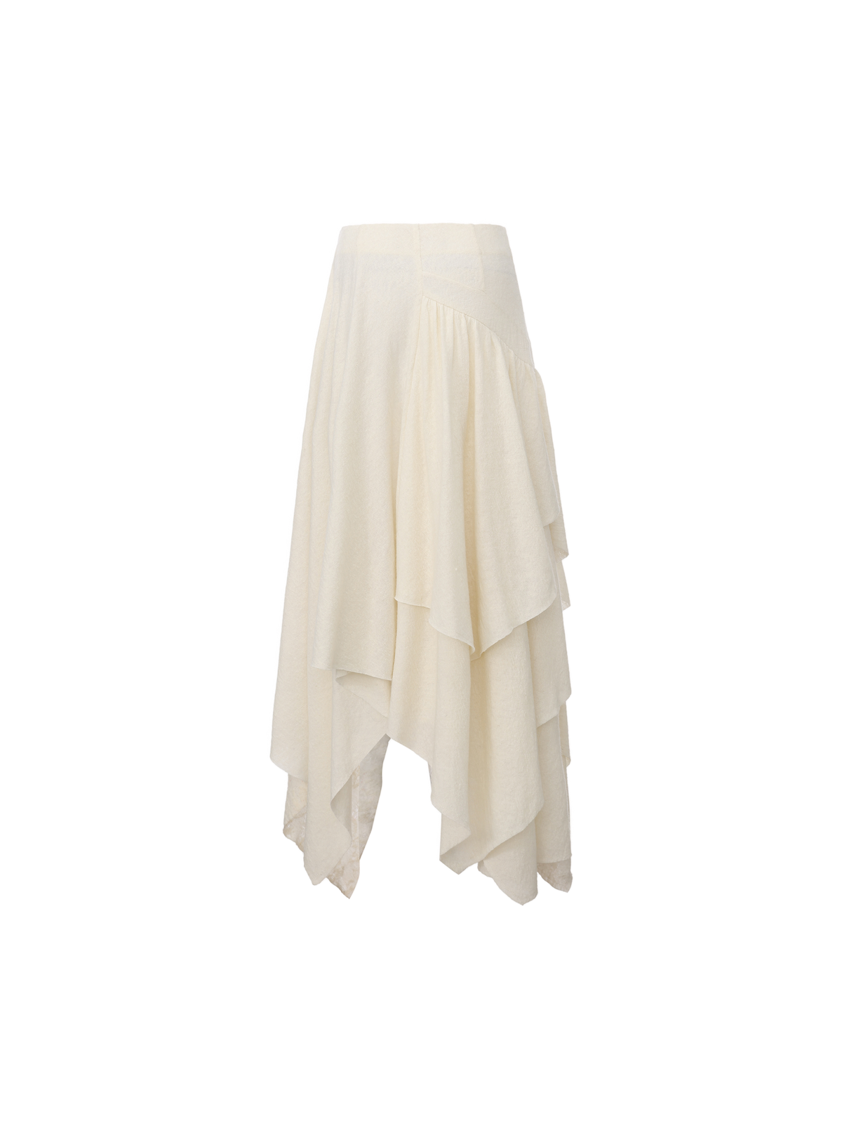 White Multi-Layered Wool Skirt