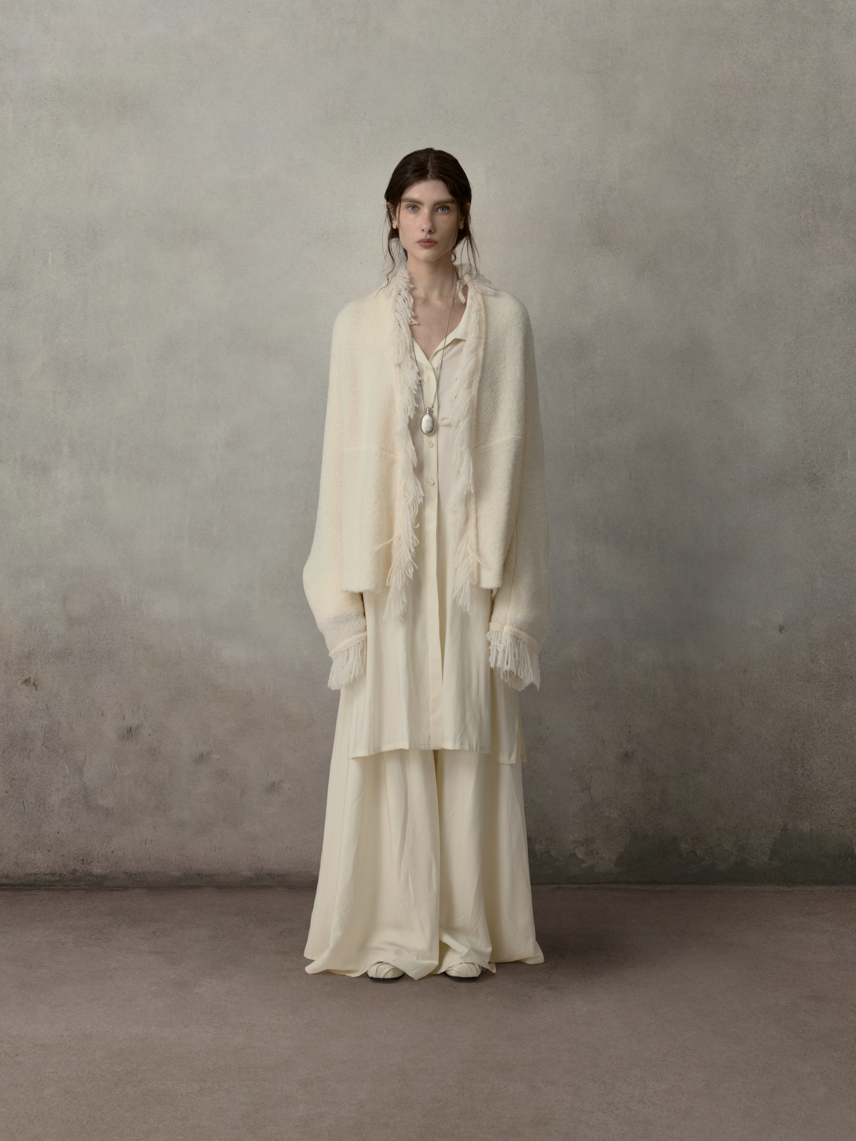 White Two-Way Oversized Knit Cardigan