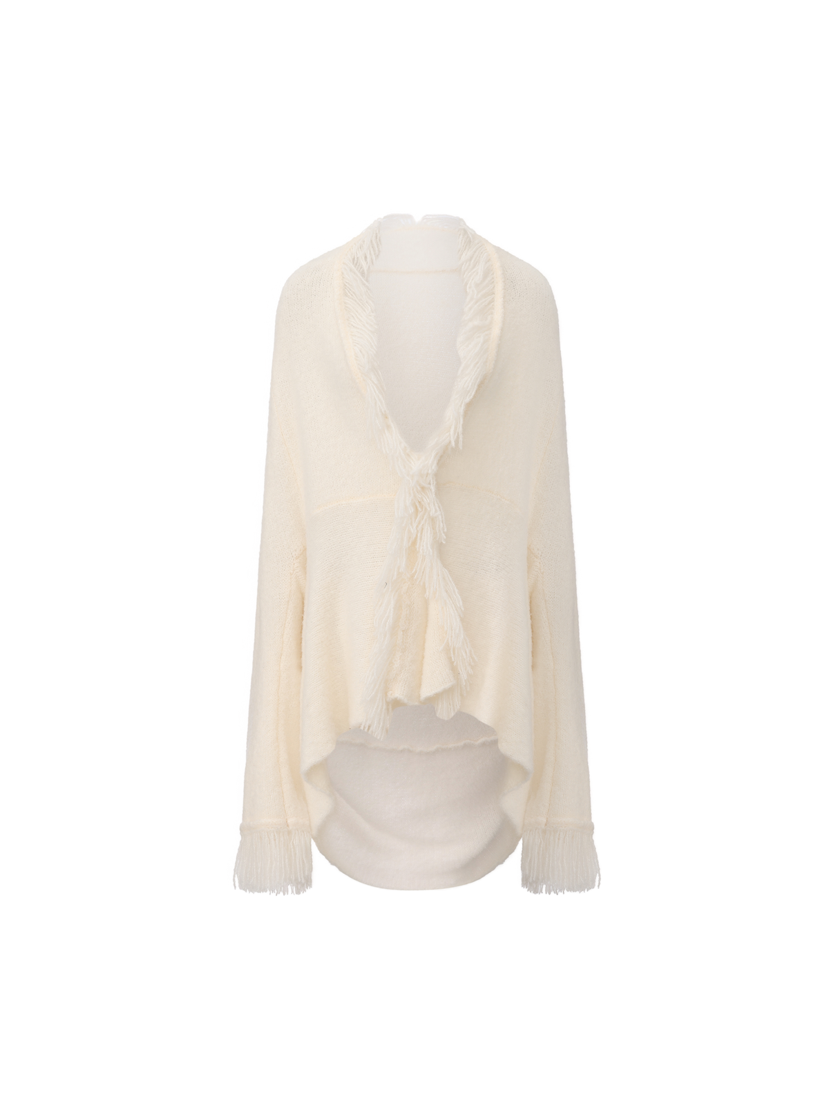 White Two-Way Oversized Knit Cardigan