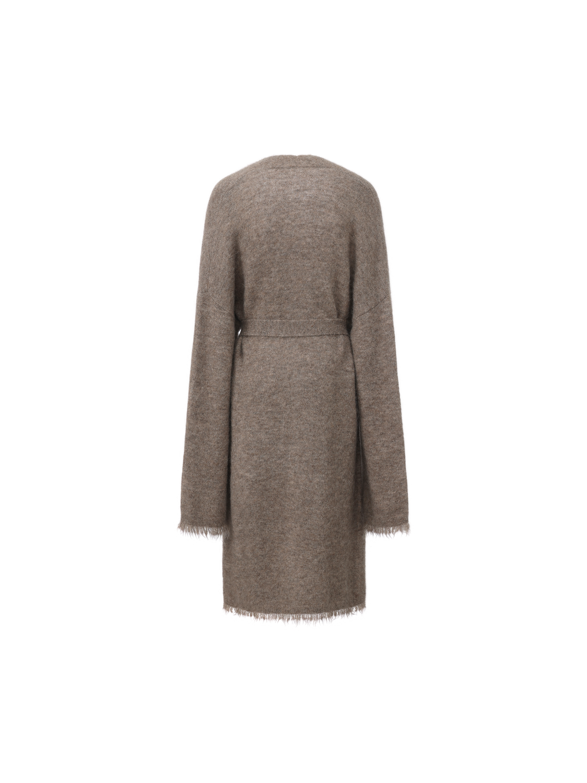 Grey Taupe Knit Belt Long Cardigan