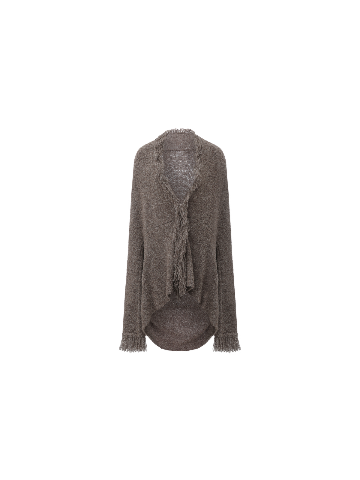 Grey-Brown Two-Way Oversized Knit Cardigan