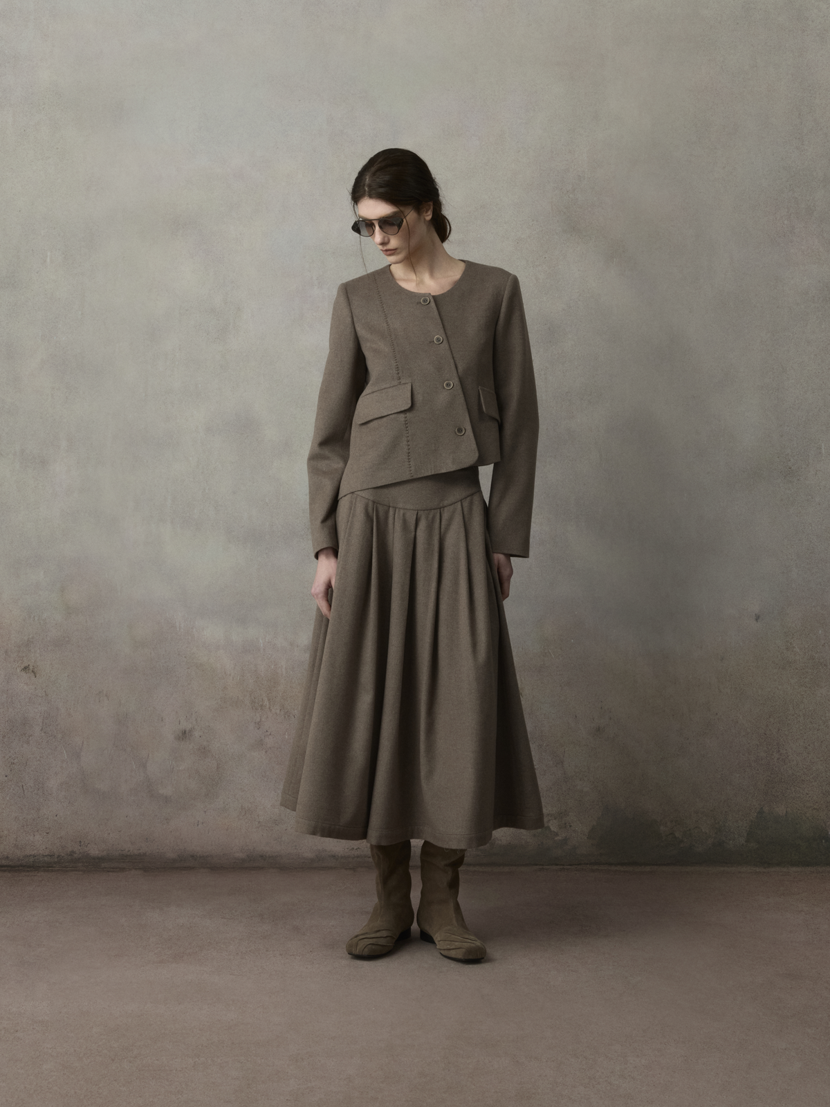Pleated Wide-Leg Ankle-Length Culottes