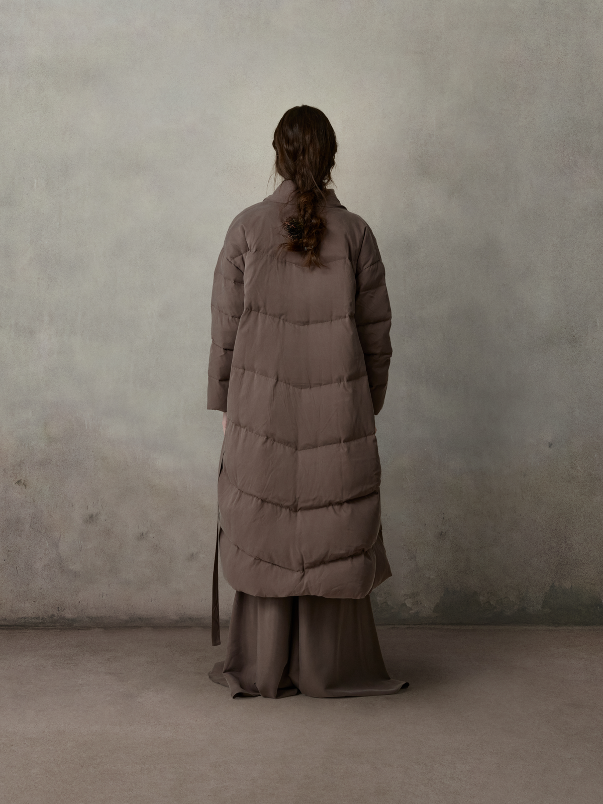 Slate Violet Belted Long Down Jacket