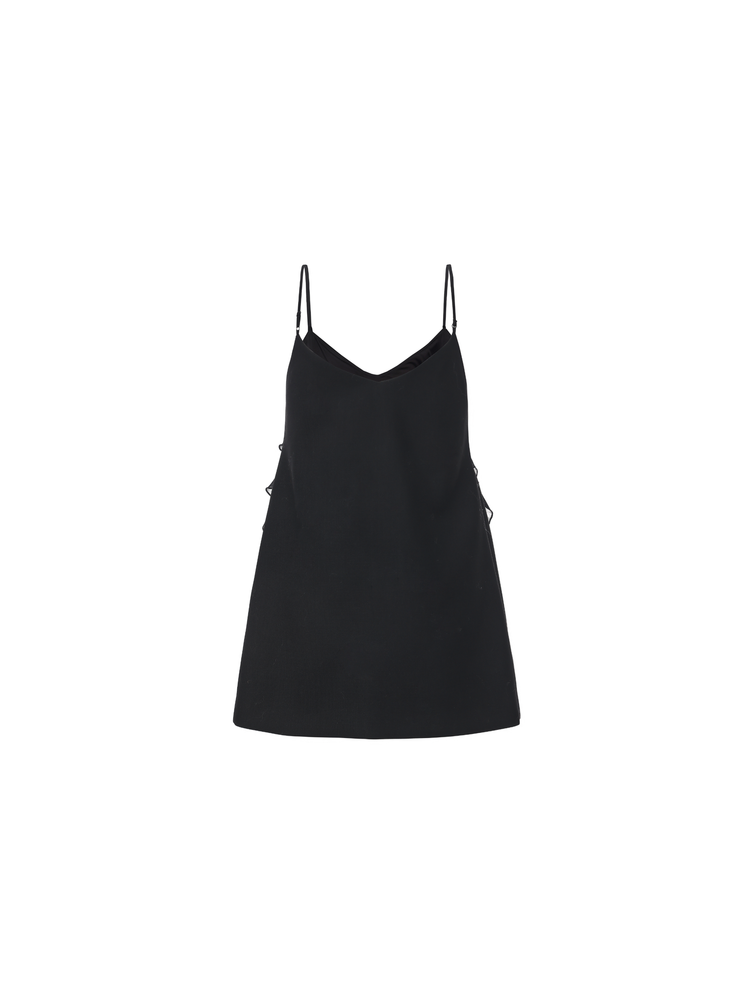 Black Asymmetric Ruffle Slip Dress