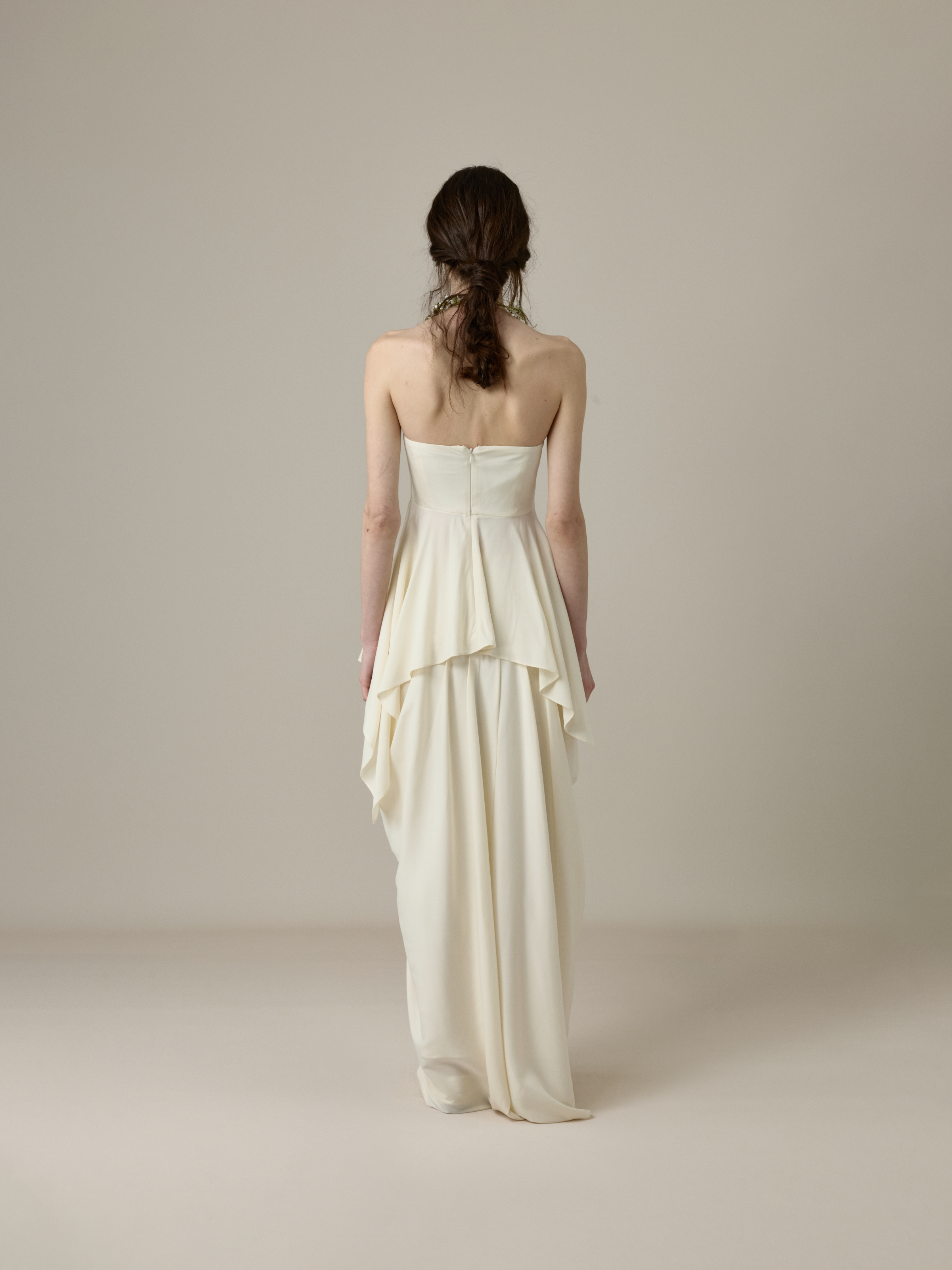 Cream White Asymmetric Bandeau Top