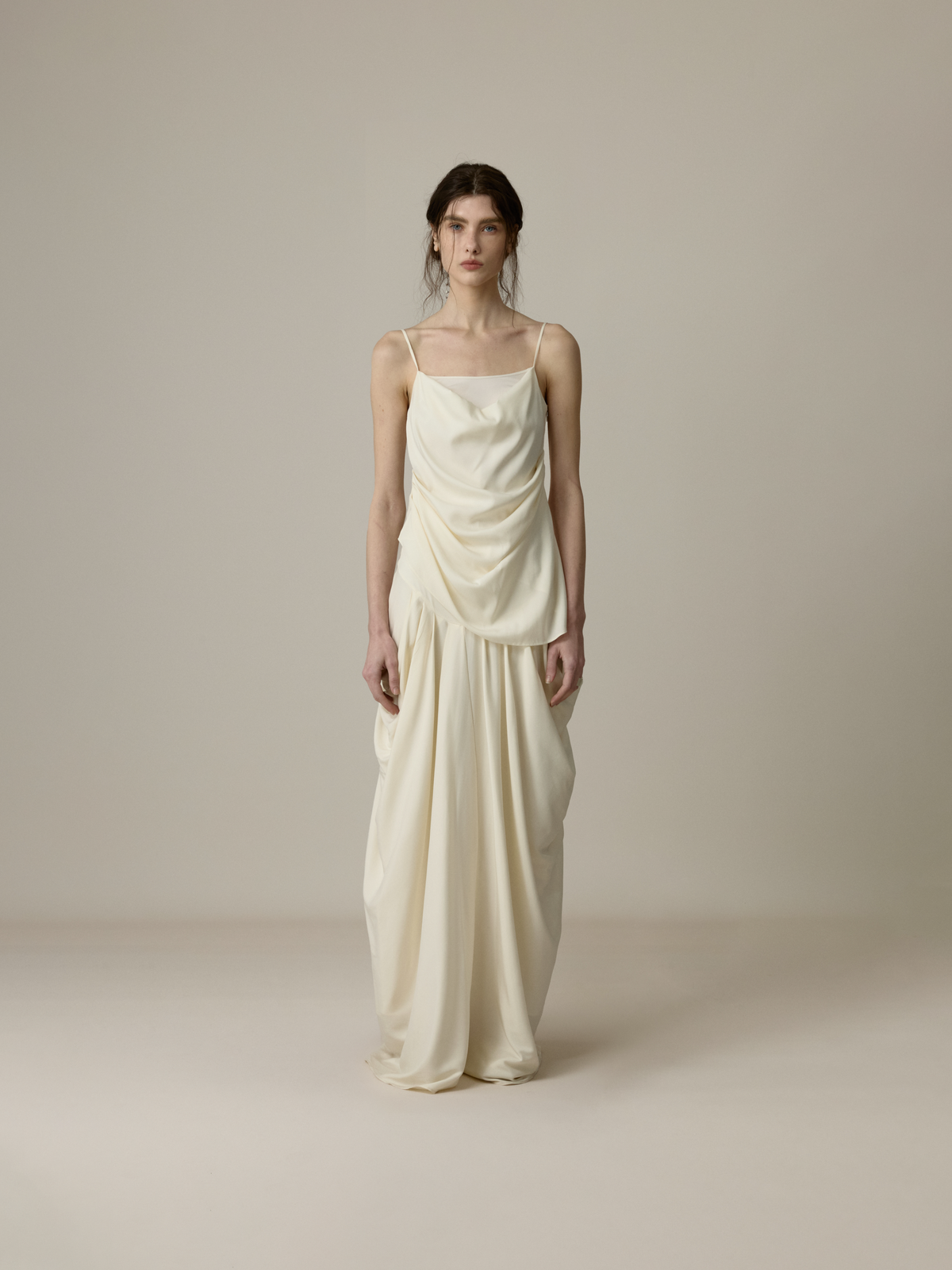 Draped Cowl Neck Strap Top