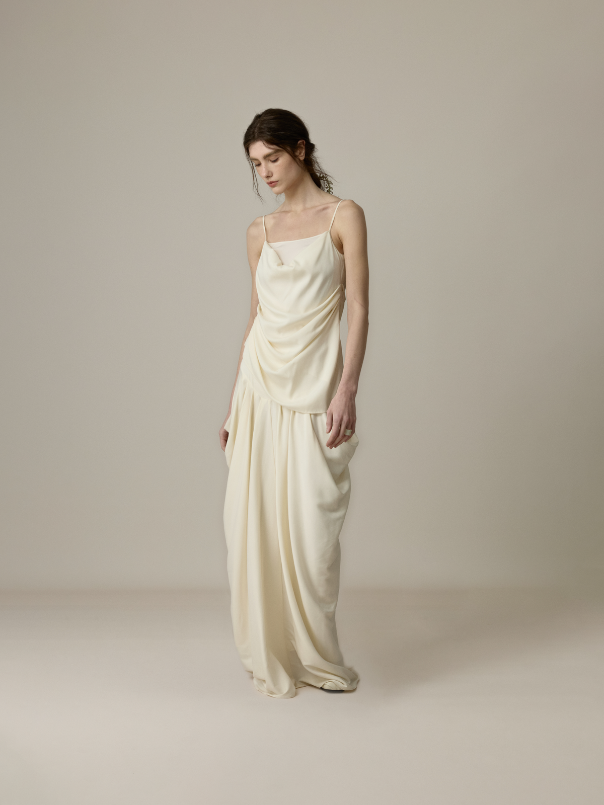 Draped Cowl Neck Strap Top