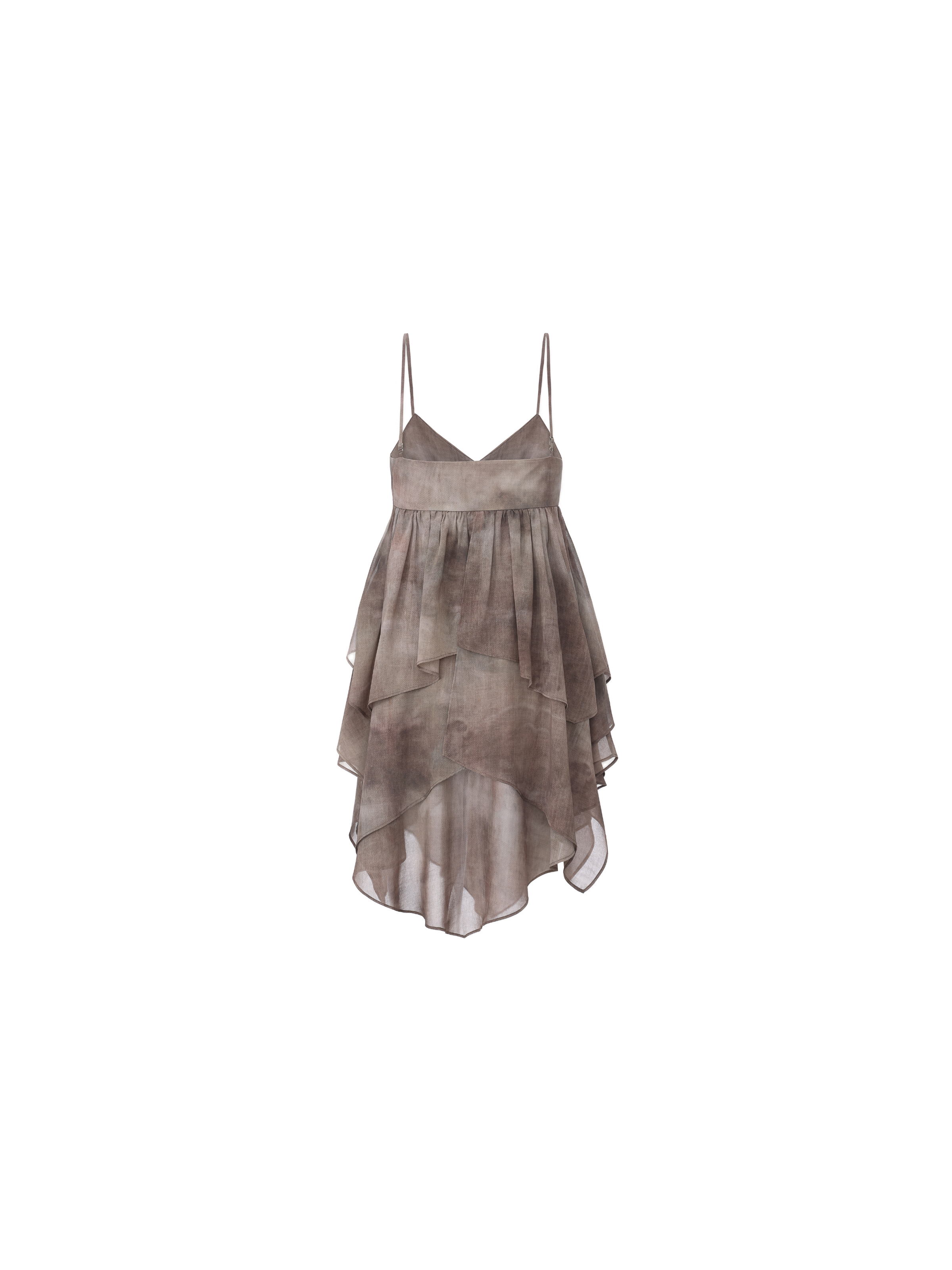 Dusty Rose Ink Print Flounce Strap Top