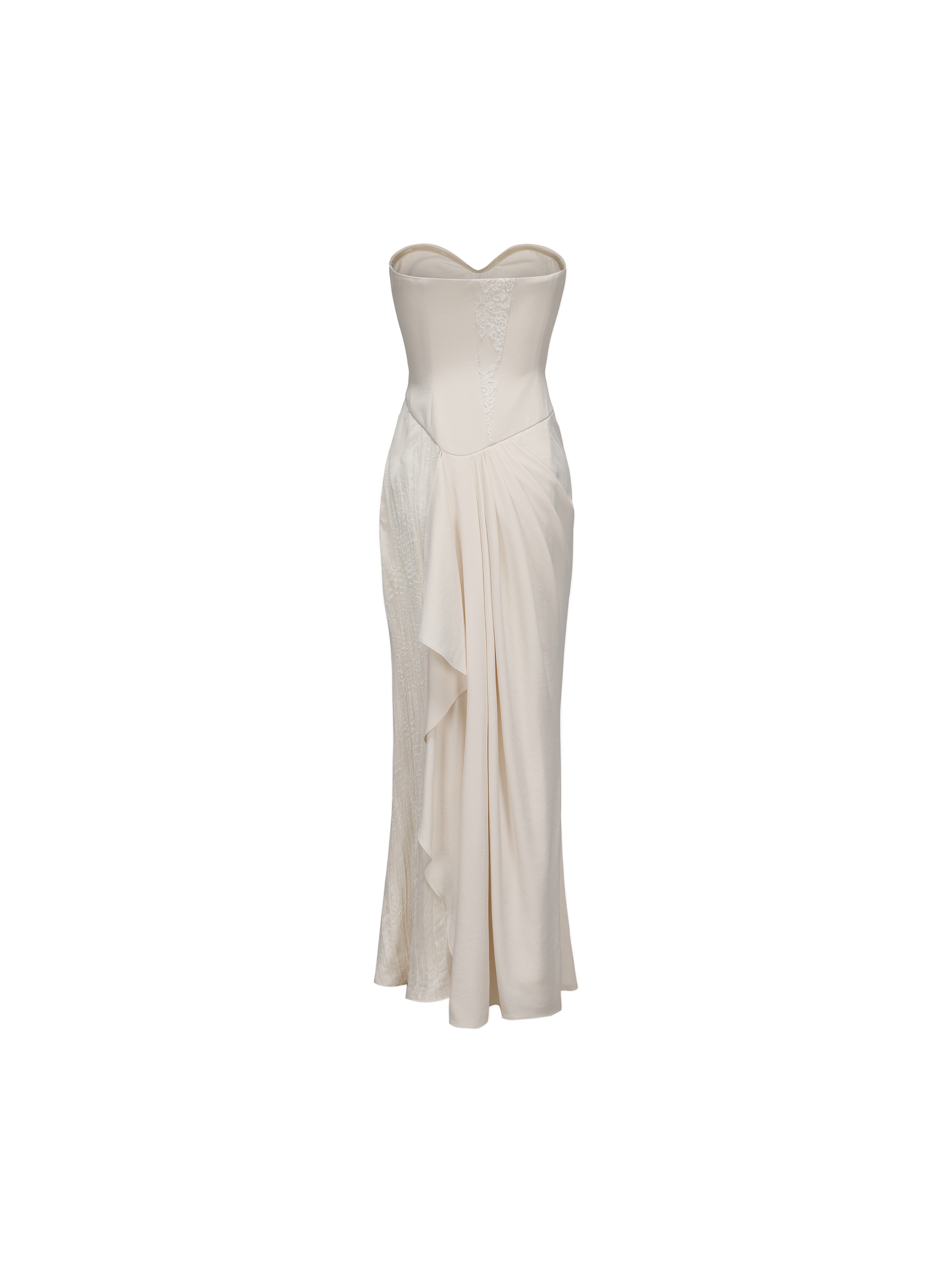 White Lace Flounce Strapless Dress