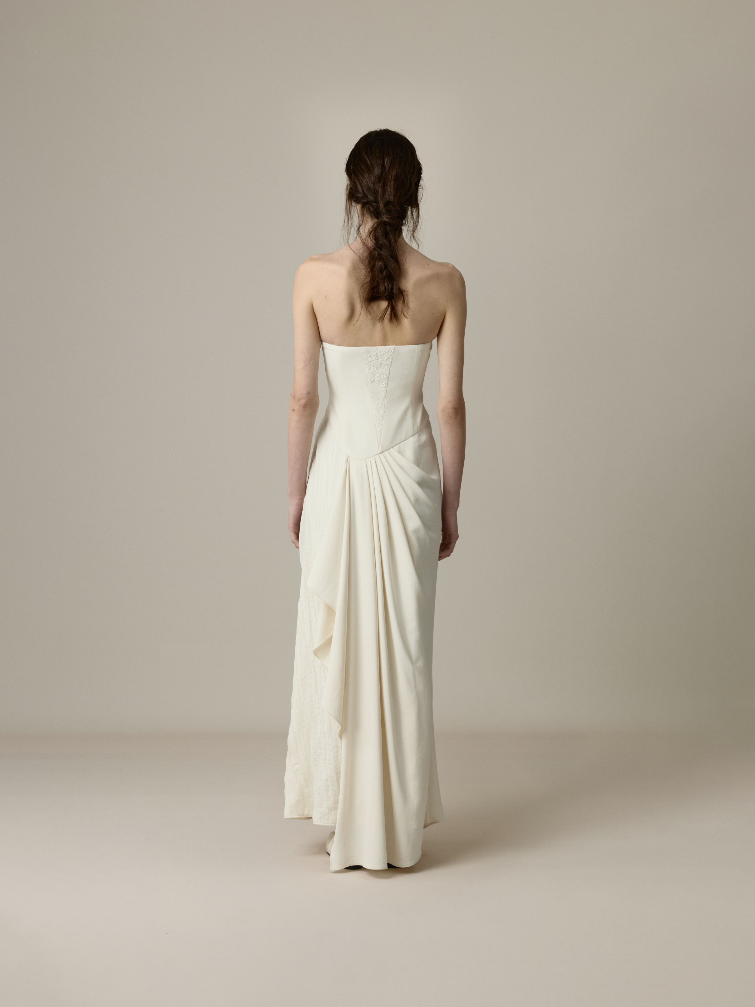 White Lace Flounce Strapless Dress