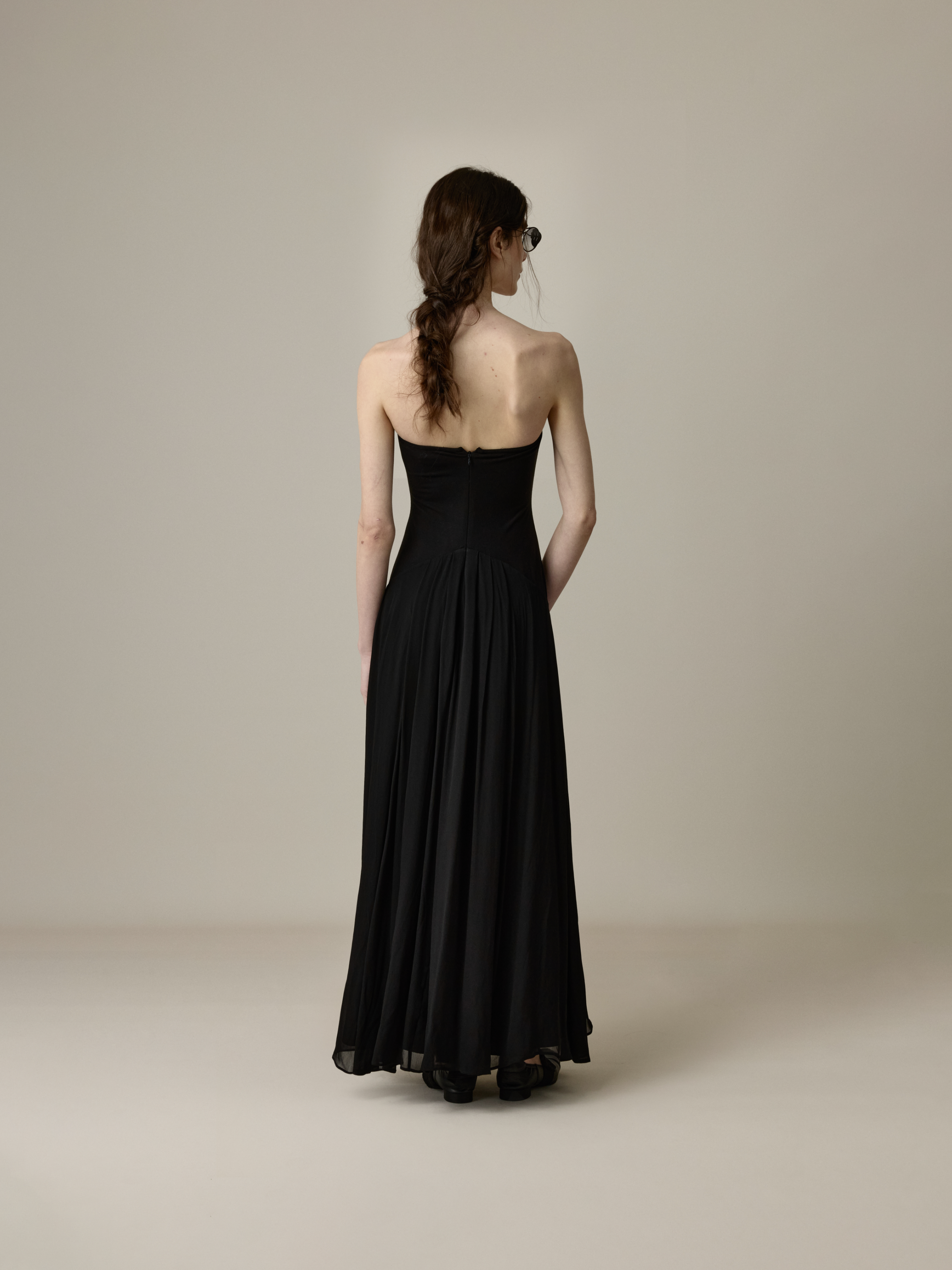 Spine-Line Ruched Knit Strapless Dress