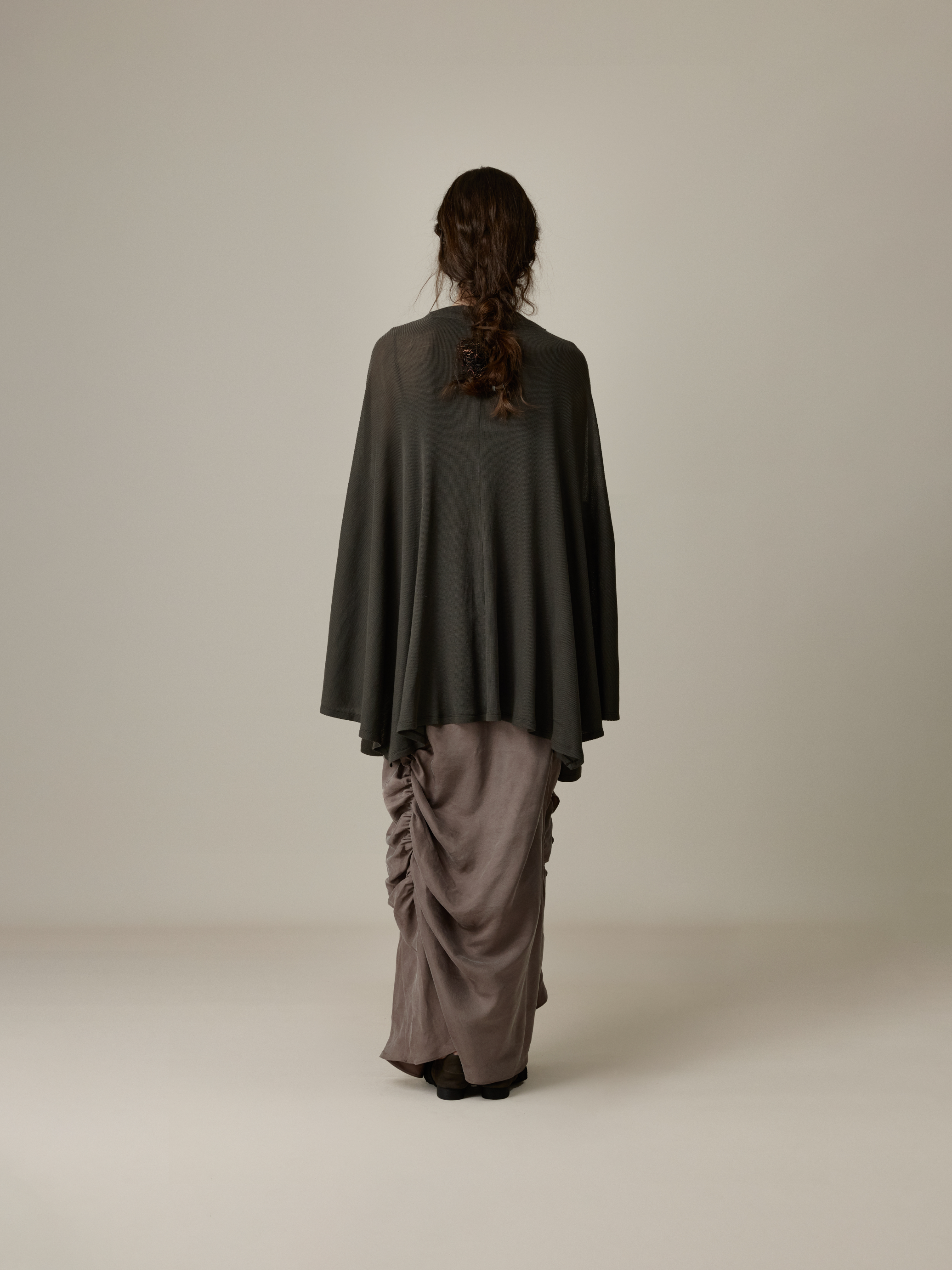 Paneled Drop-Shoulder Knit Cardigan