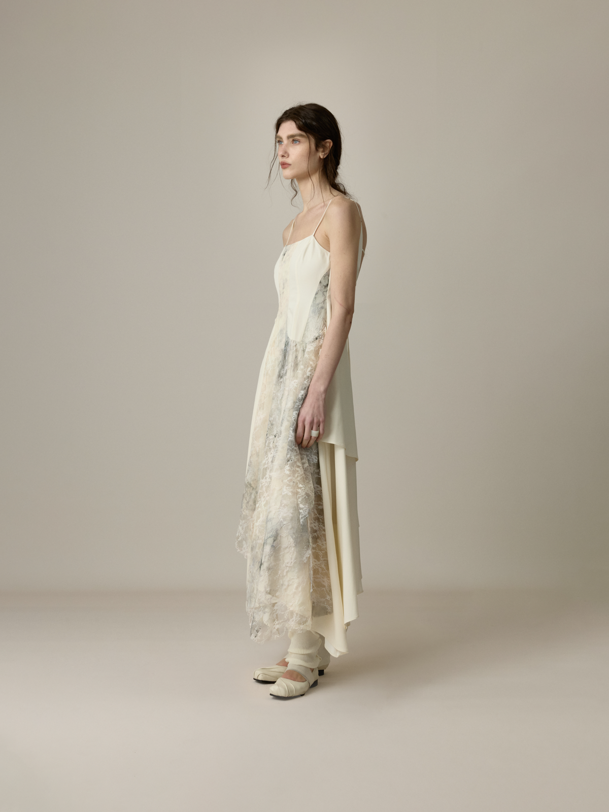 Lace Panelled Open-Back Dress