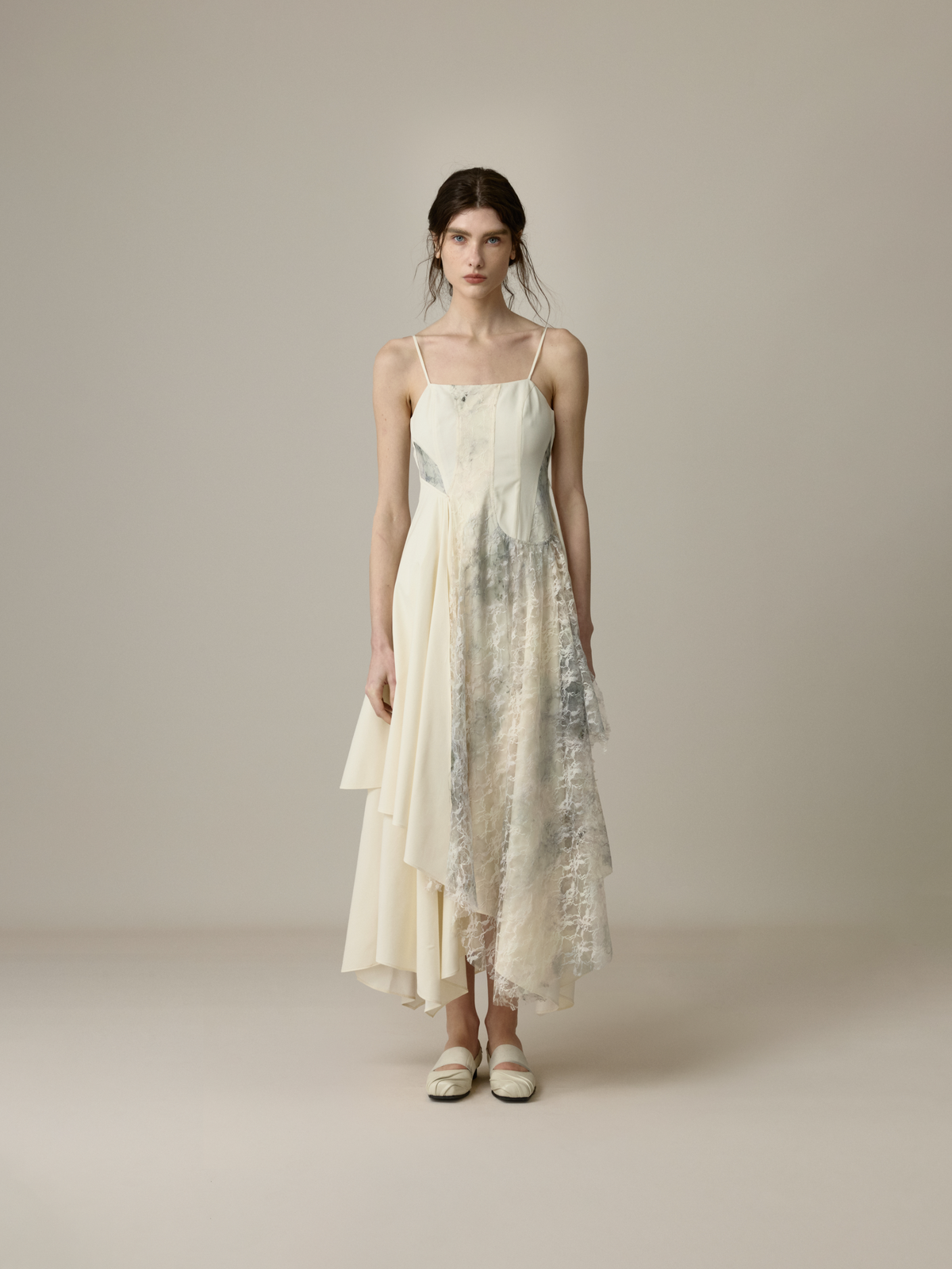 Lace Panelled Open-Back Dress