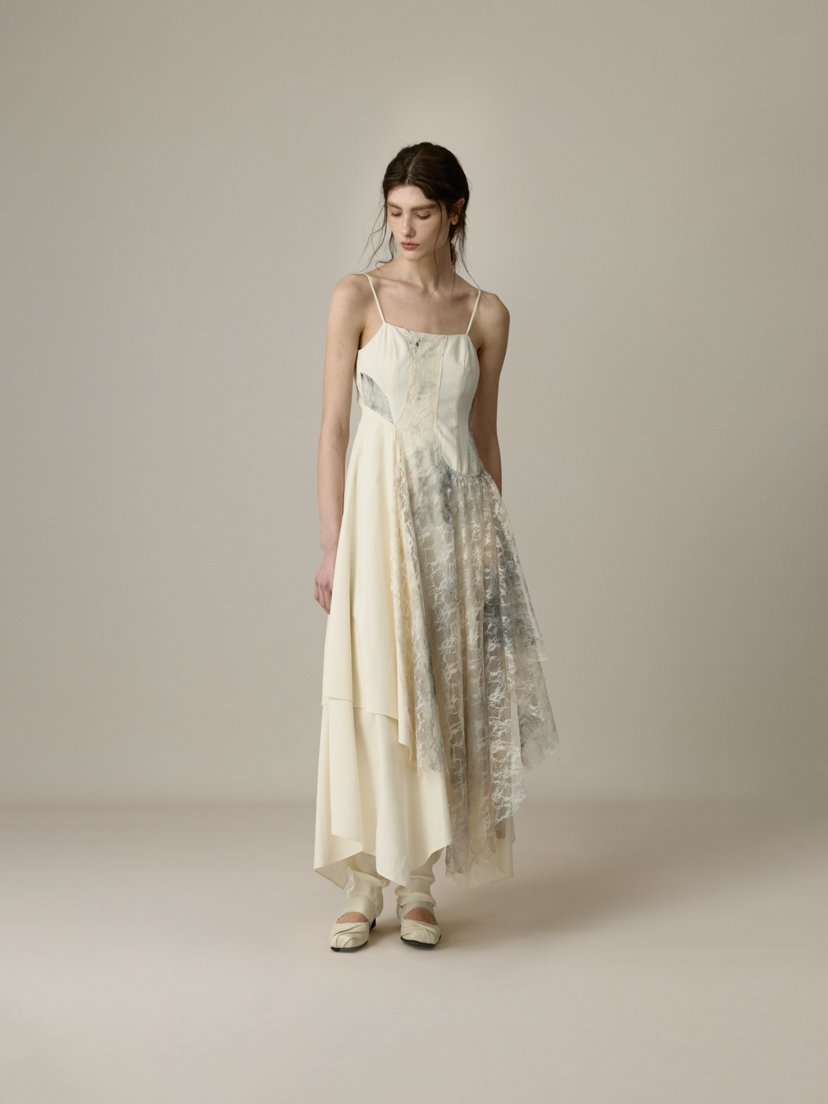 Lace Panelled Open-Back Dress
