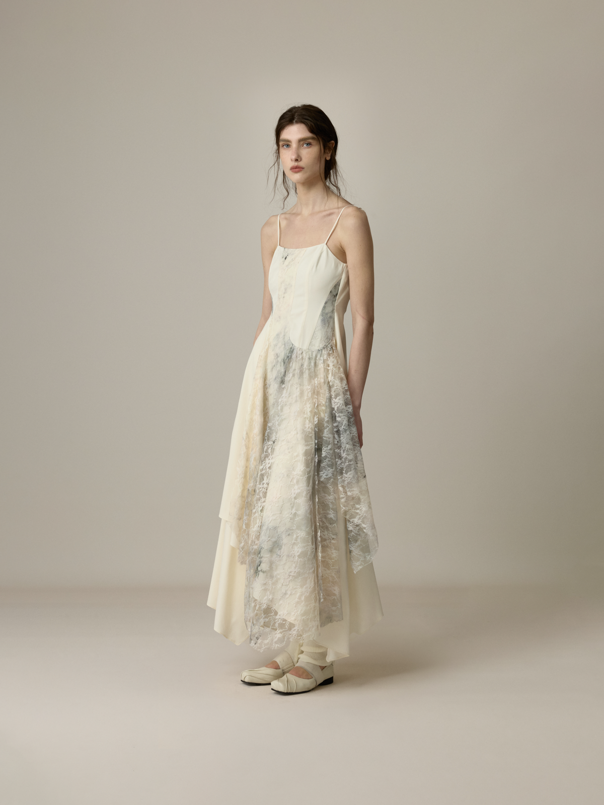 Lace Panelled Open-Back Dress