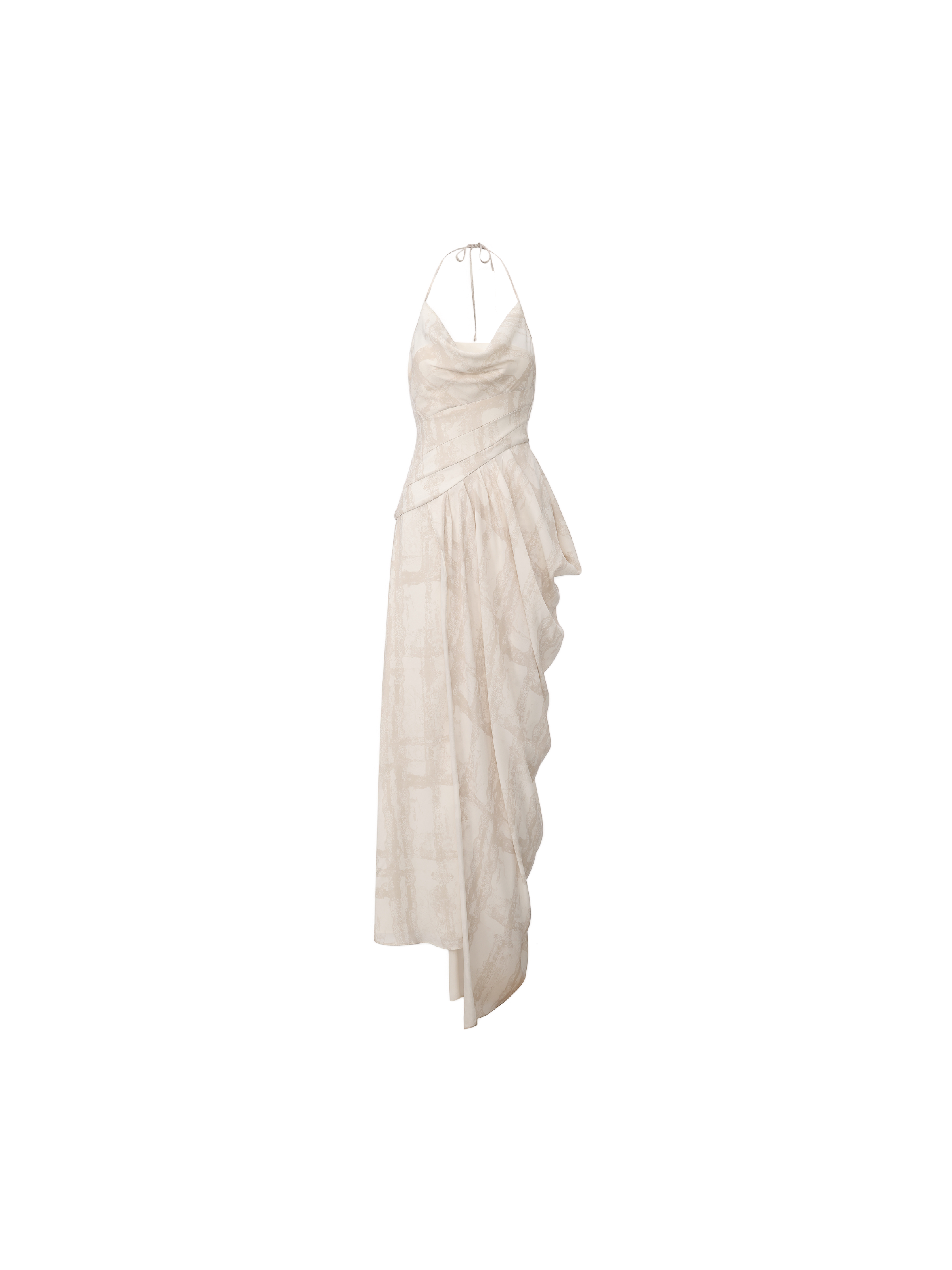 Asymmetric Cowl Neck Halter Dress