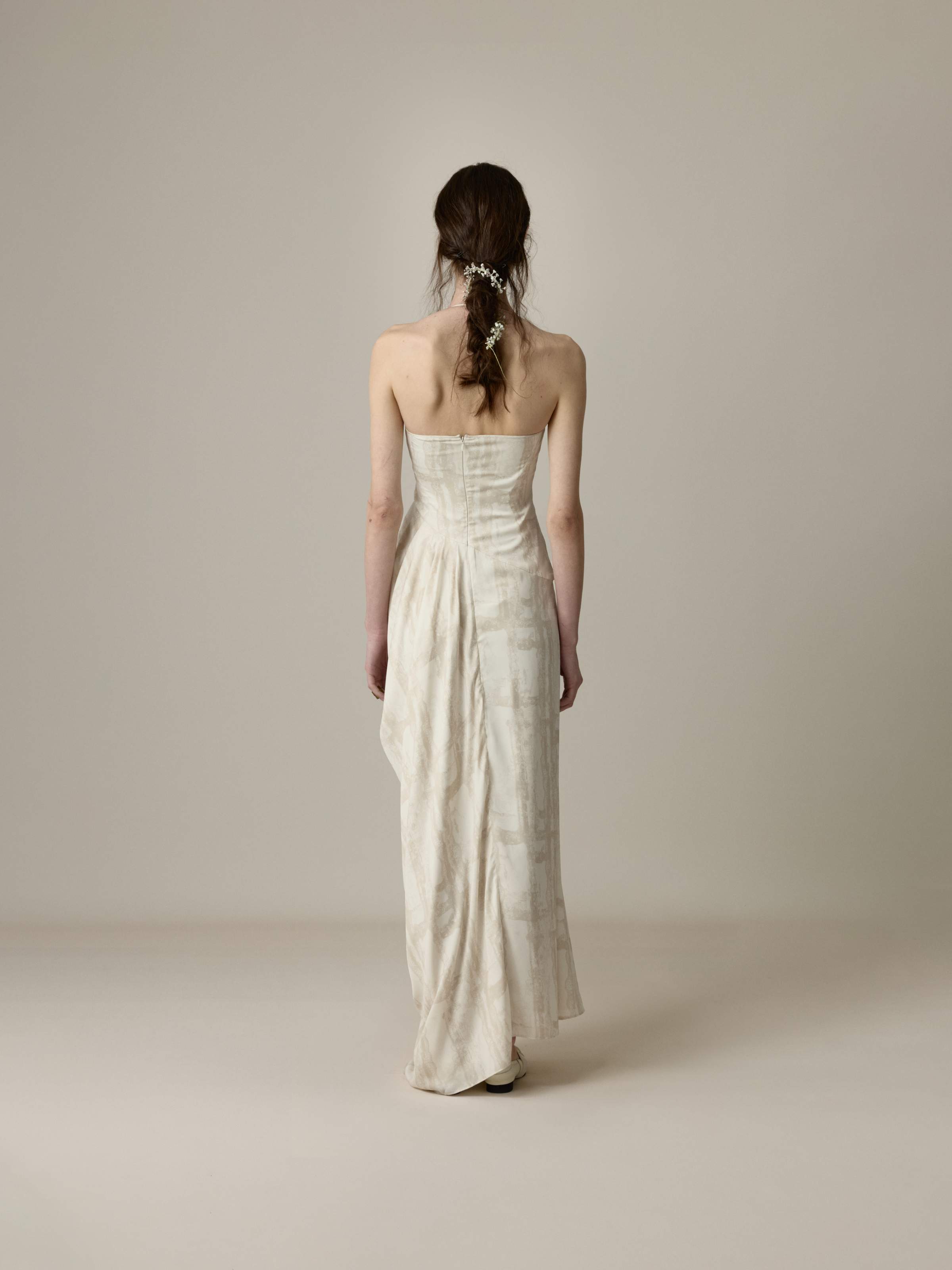 Asymmetric Cowl Neck Halter Dress