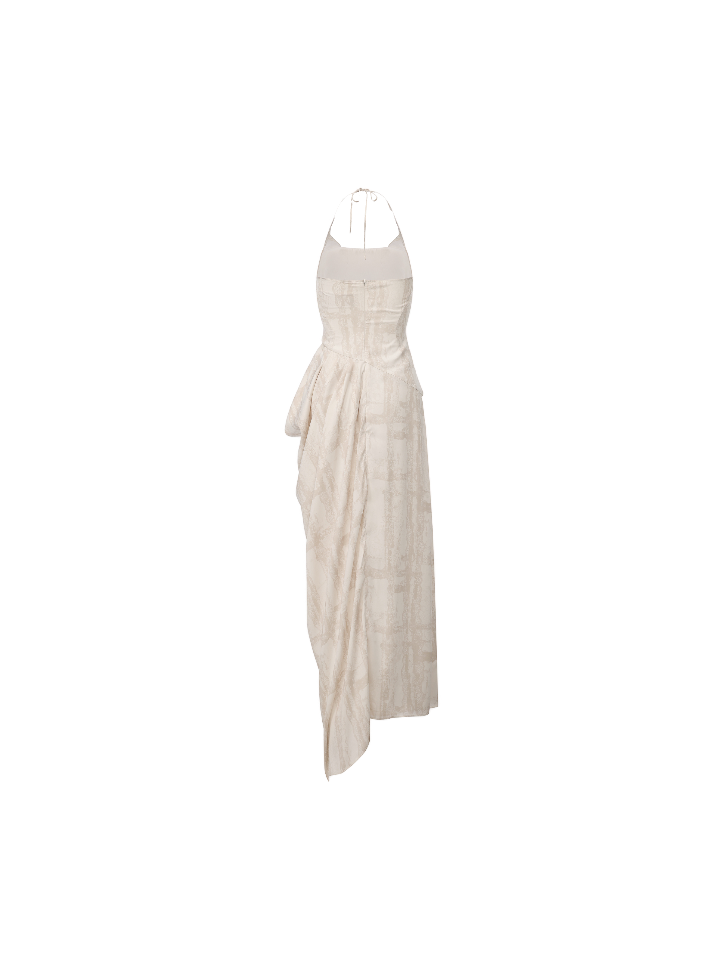Asymmetric Cowl Neck Halter Dress