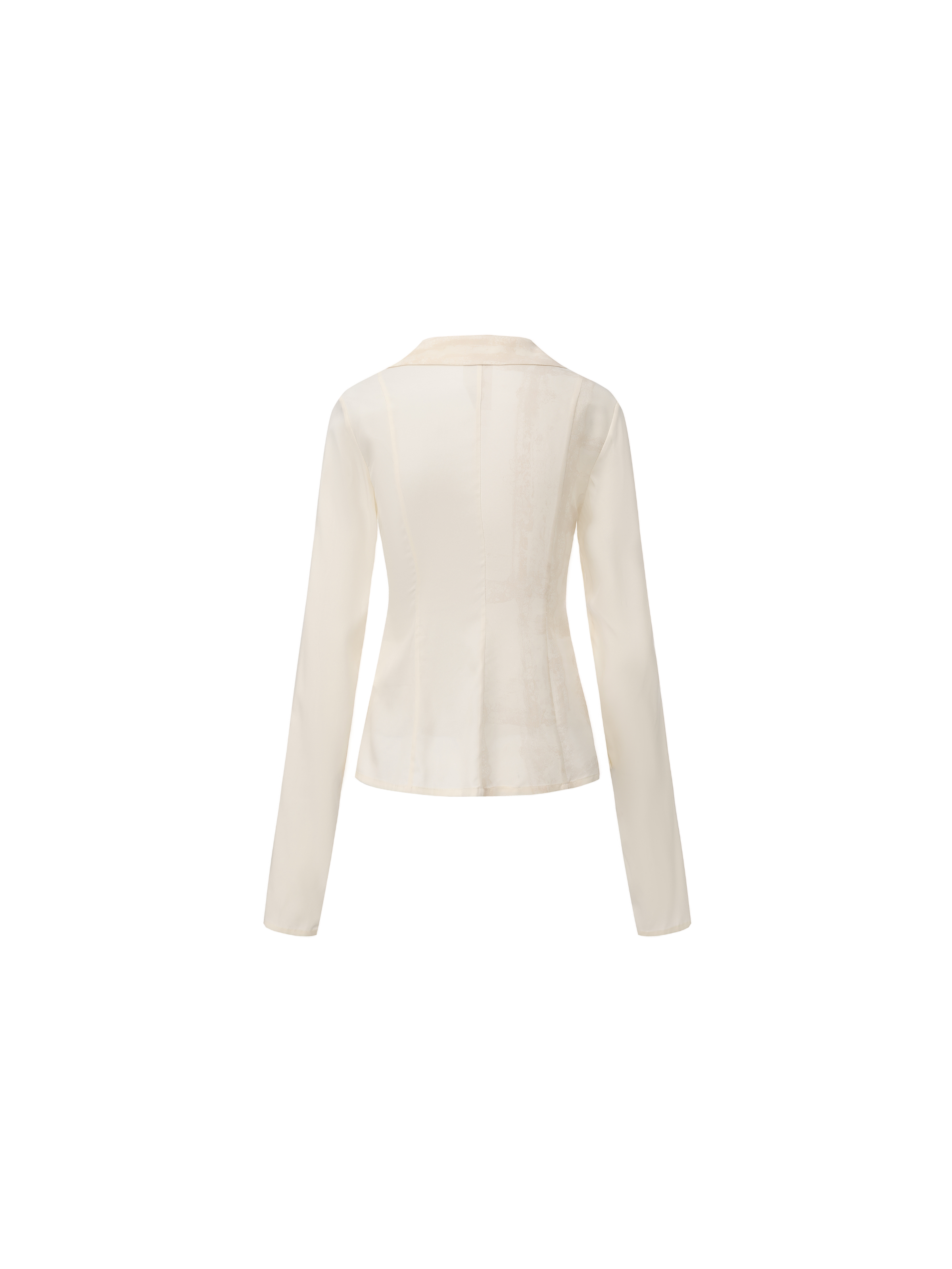 Cream White Printed Fitted Shirt