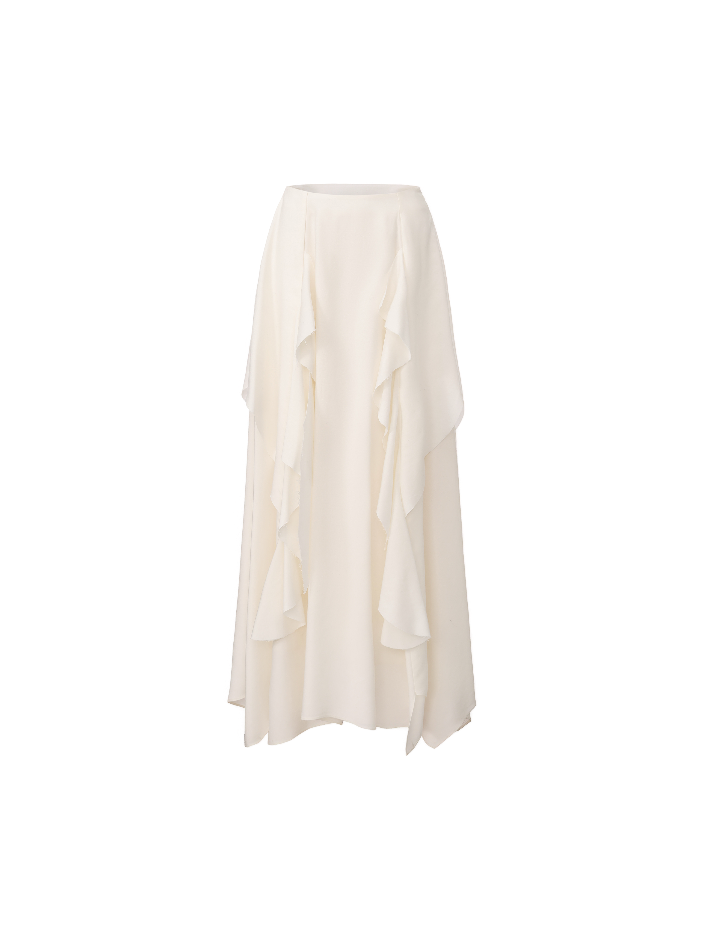 White Draped Flounce Maxi Skirt