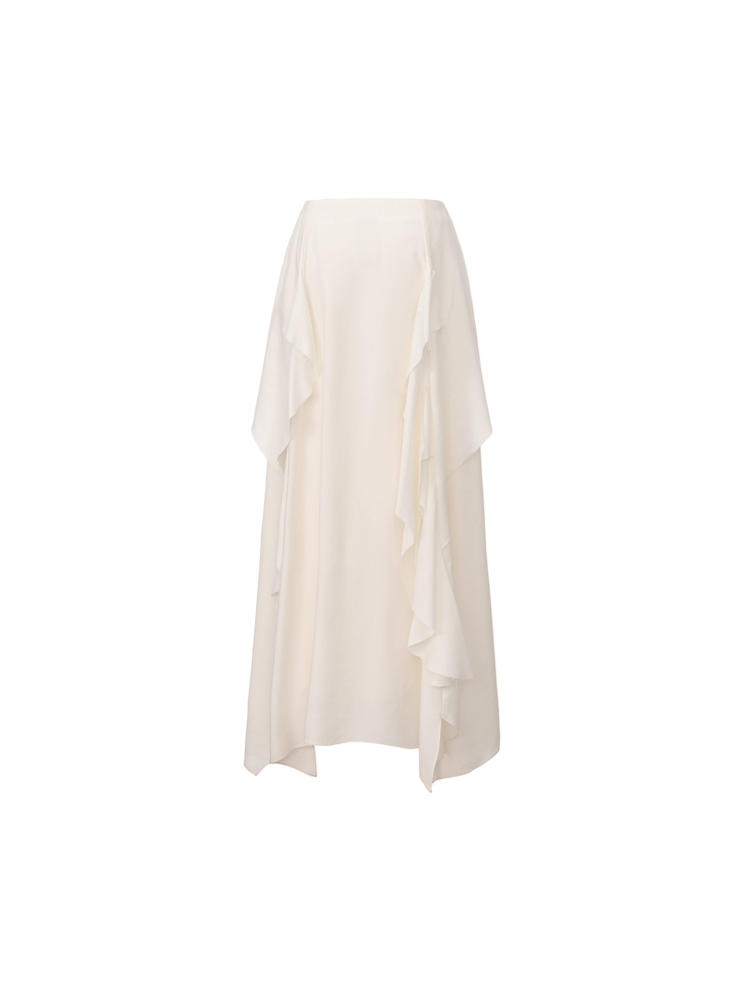 White Draped Flounce Maxi Skirt