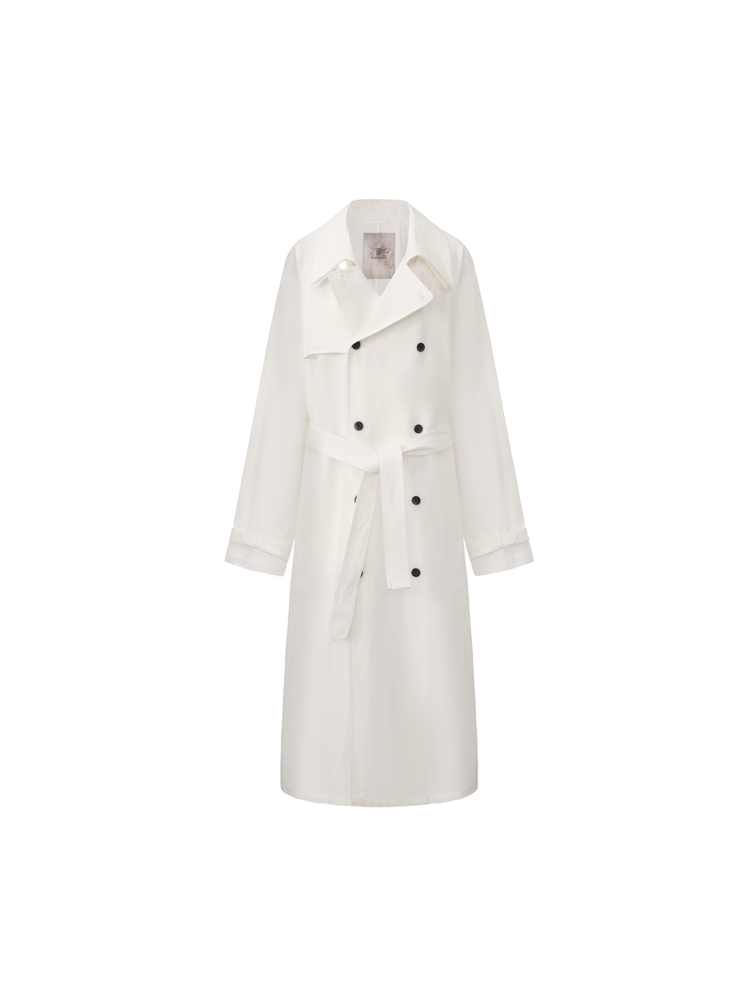 White Stand-Collar Oversized Trench Coat
