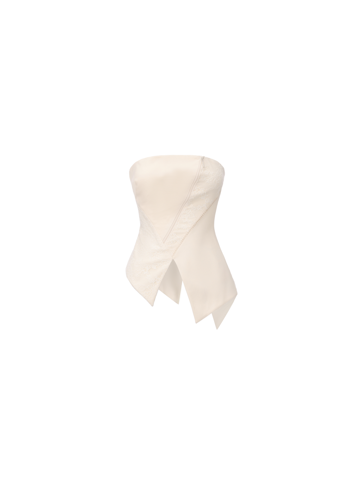 Lace Paneled Two-Piece Effect Strapless Top