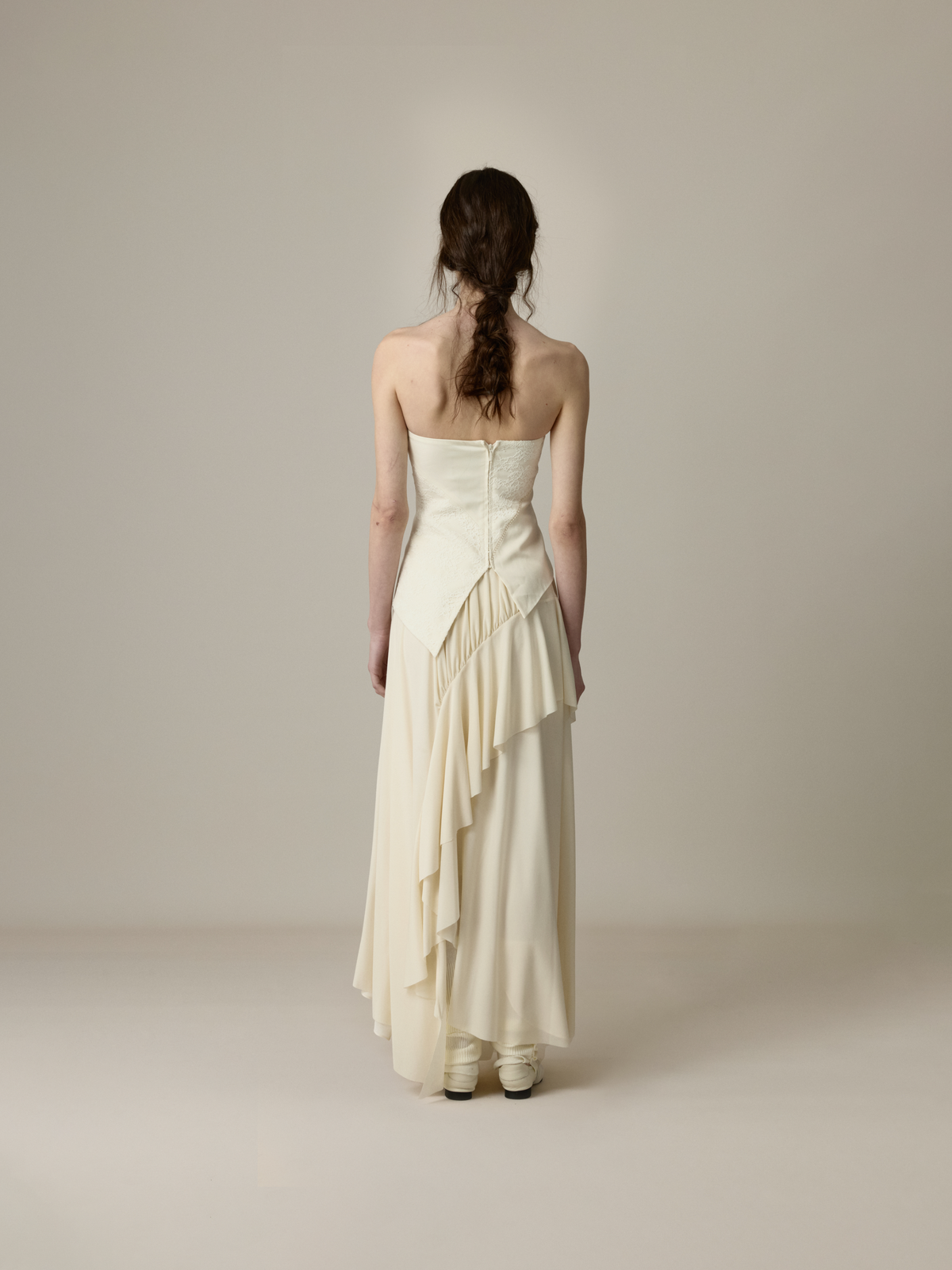 Lace Paneled Two-Piece Effect Strapless Top