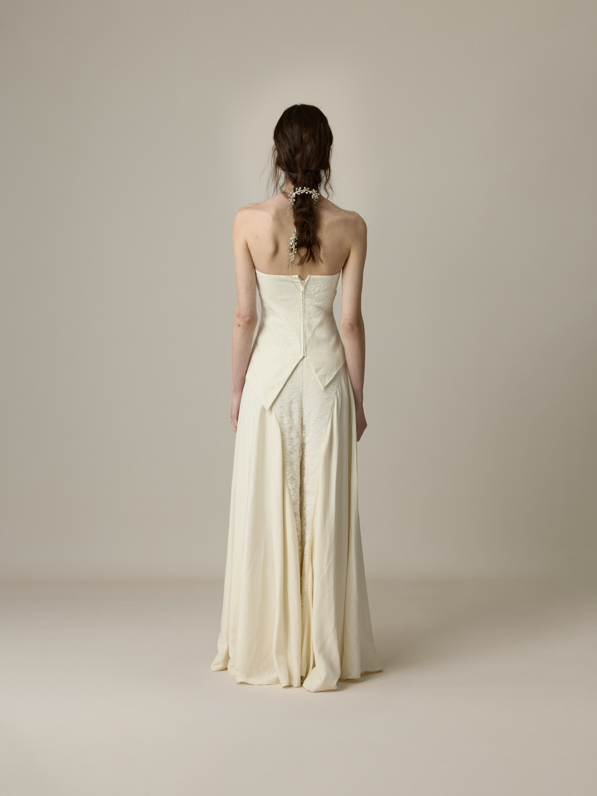 White Paneled Wide-Leg Pants