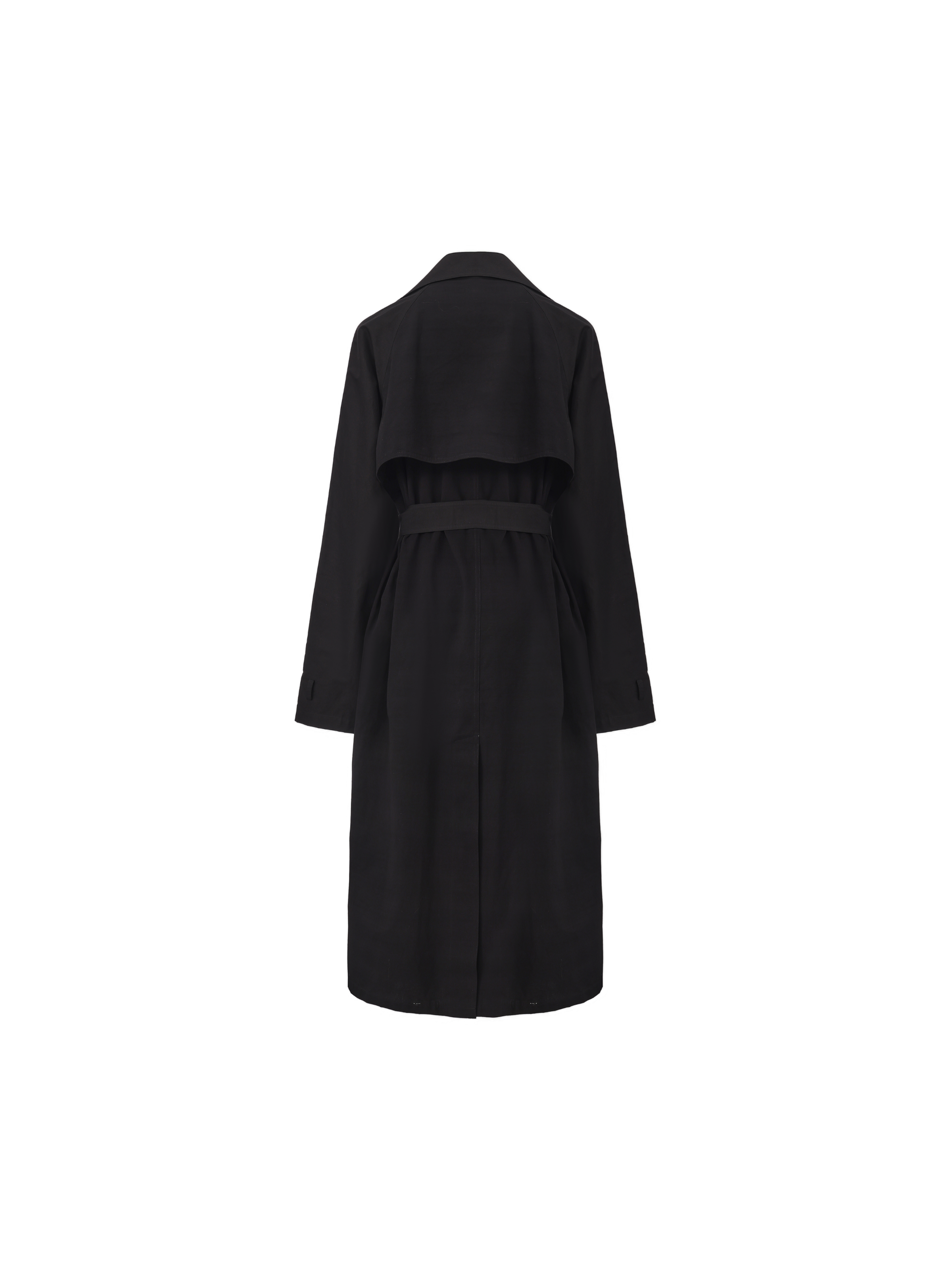 Black Stand-Collar Oversized Trench Coat
