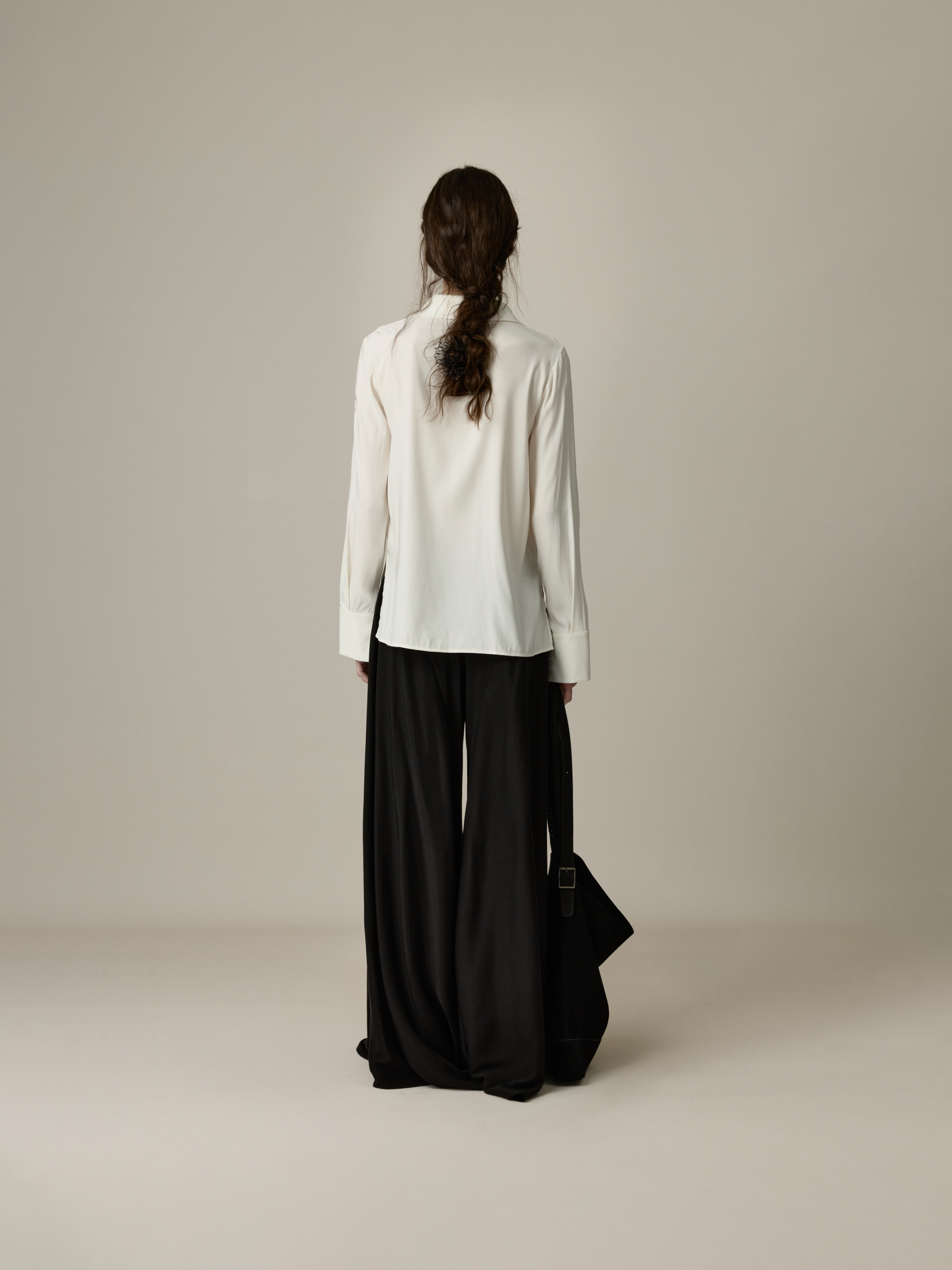 Black Panelled Wide-Leg Pants