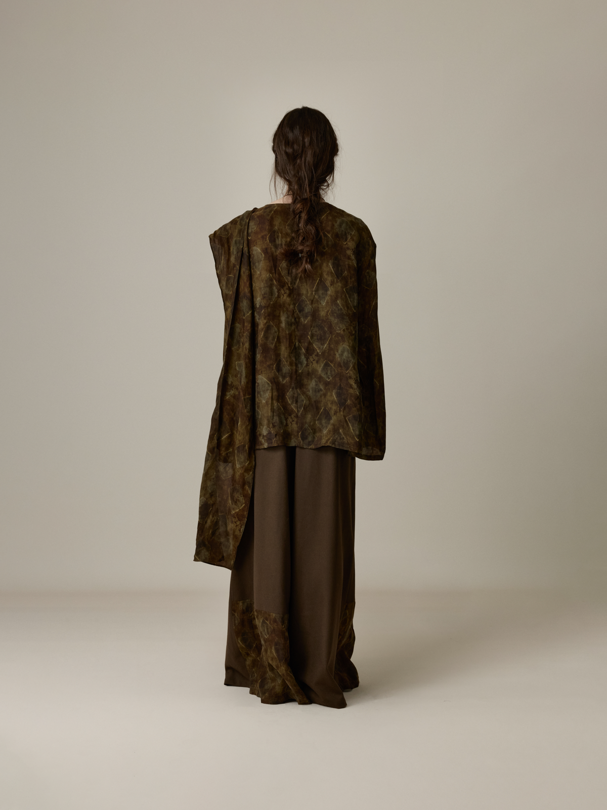 Printed Paneled Loose Wide-Leg Pants