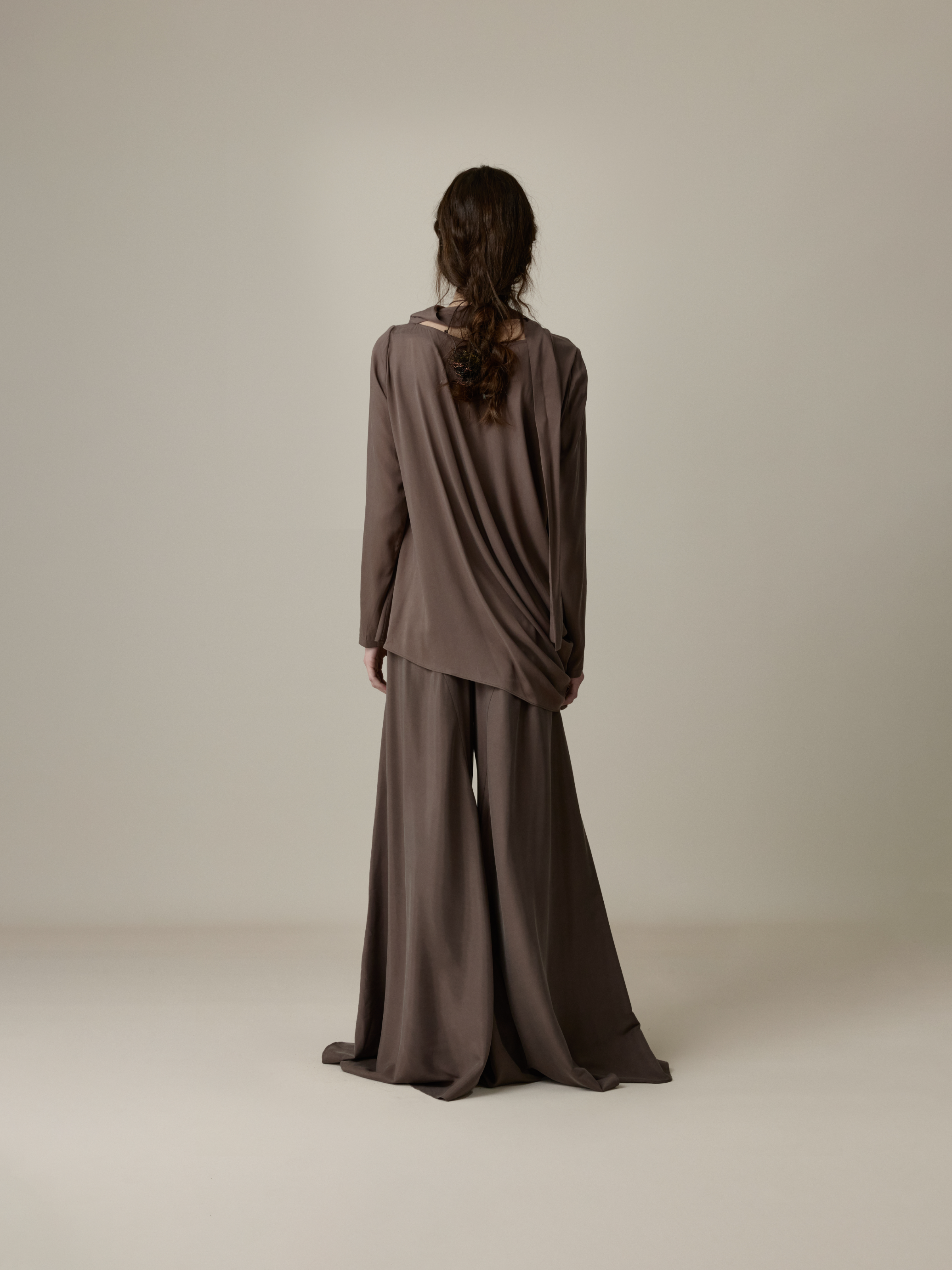 Cupro Scarf Neck Loose Top