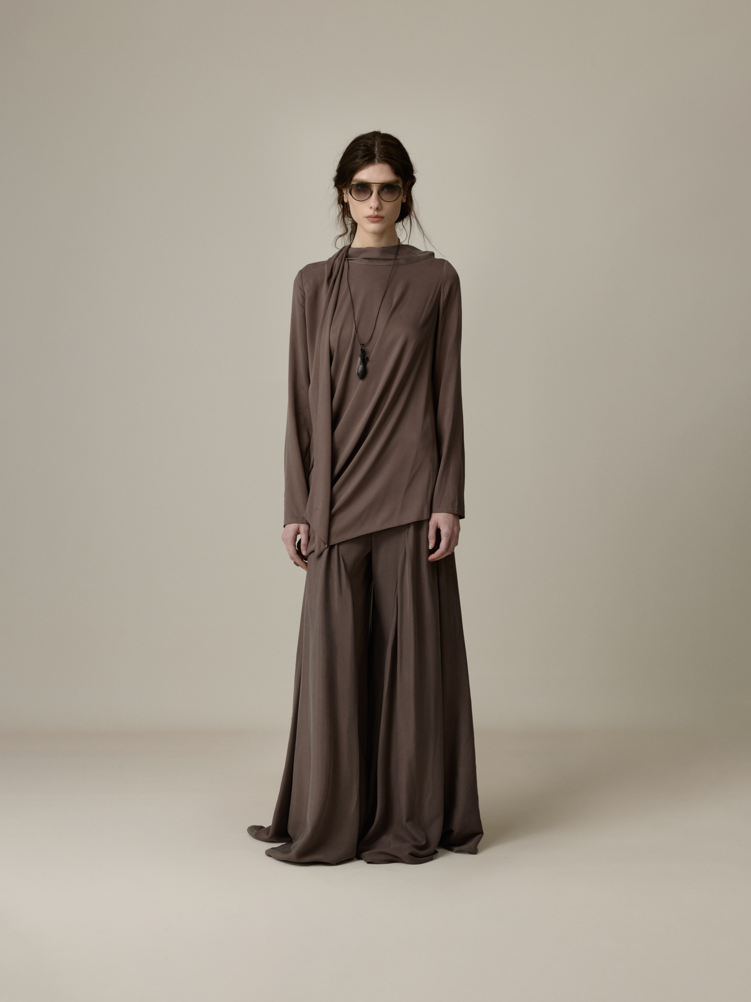 Cupro Scarf Neck Loose Top