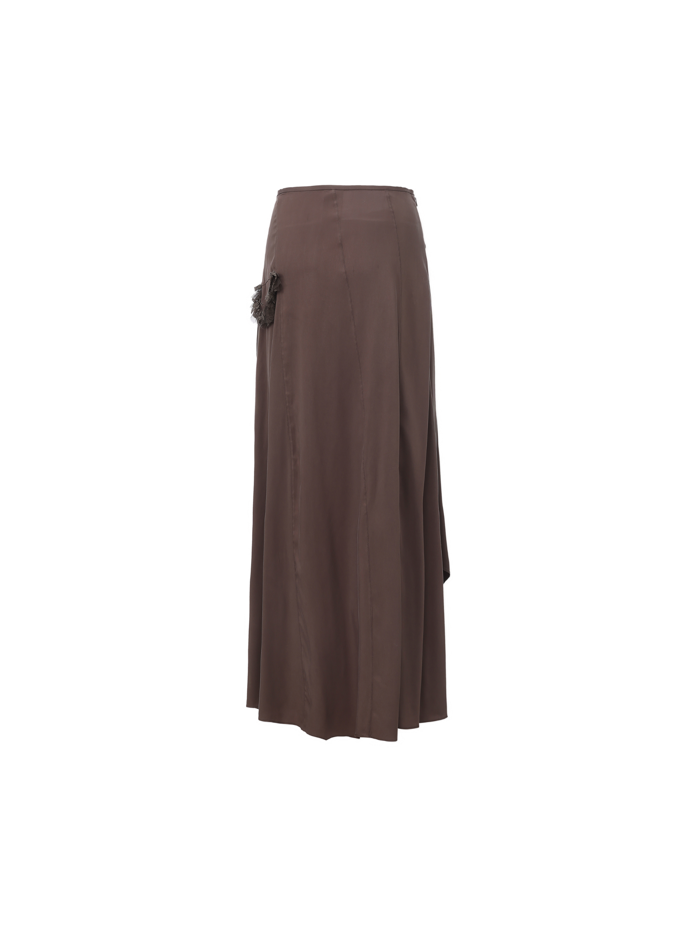 Lace Pocket Paneled Midi Skirt